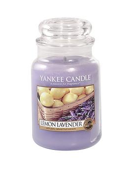 Product photograph of Yankee Candle Large Jar Candle - Lemon Lavender from very.co.uk