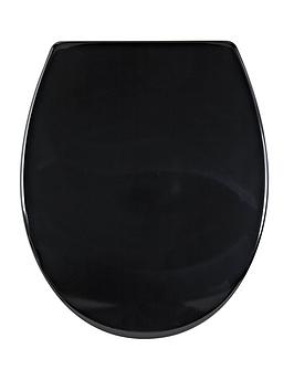 Product photograph of Aqualona Duroplast Soft Close Toilet Seat - Black from very.co.uk