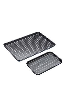 Product photograph of Kitchencraft Non-stick Crusty Bake Twin Baking Tray Set from very.co.uk