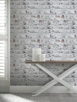Product photograph of Arthouse Whitewashed Brick Wall Wallpaper from very.co.uk