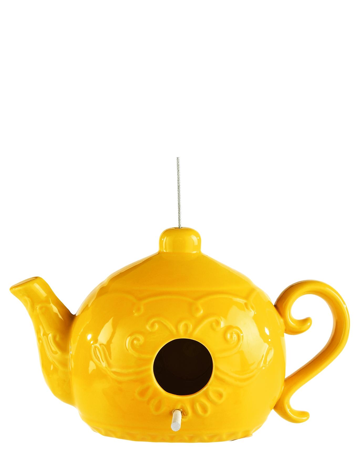 Ceramic Teapot Birdhouse - Yellow Ceramic Teapot Birdhouse - Yellow