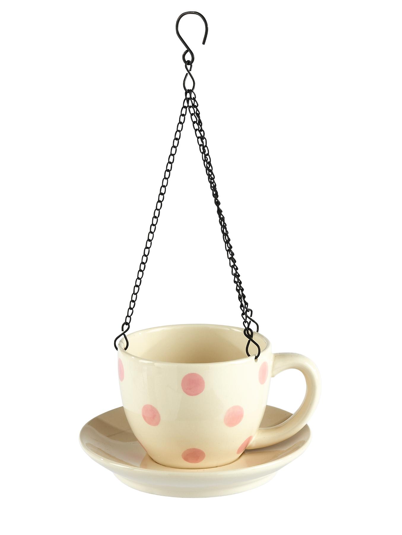 Ceramic Teacup Birdfeeder - Pink Ceramic Teacup Birdfeeder - Pink