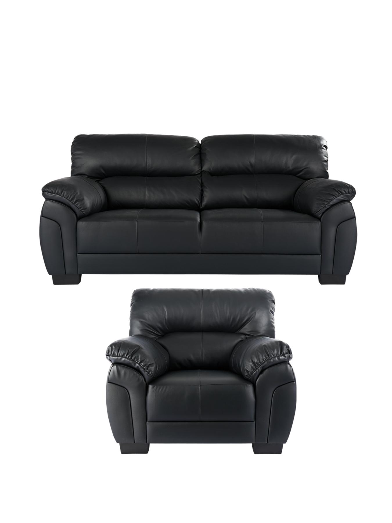 Ancona 3-Seater and Armchair (buy and SAVE!) - Black, Black,Chocolate Ancona 3-Seater and Armchair (buy and SAVE!) - Black, Black,Chocolate