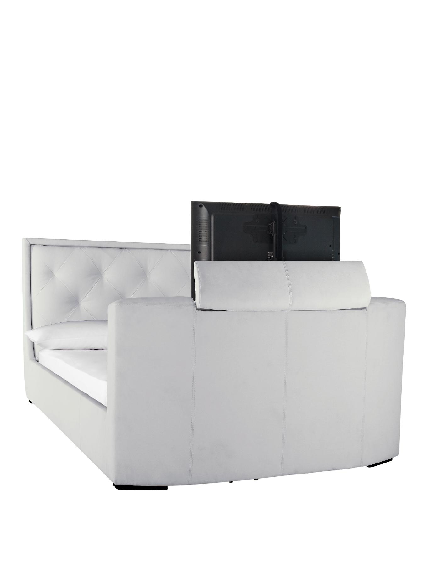 Estates Faux Leather TV Bed Frame with Optional Mattress - Black, Black,White Estates Faux Leather TV Bed Frame with Optional Mattress - Black, Black,White