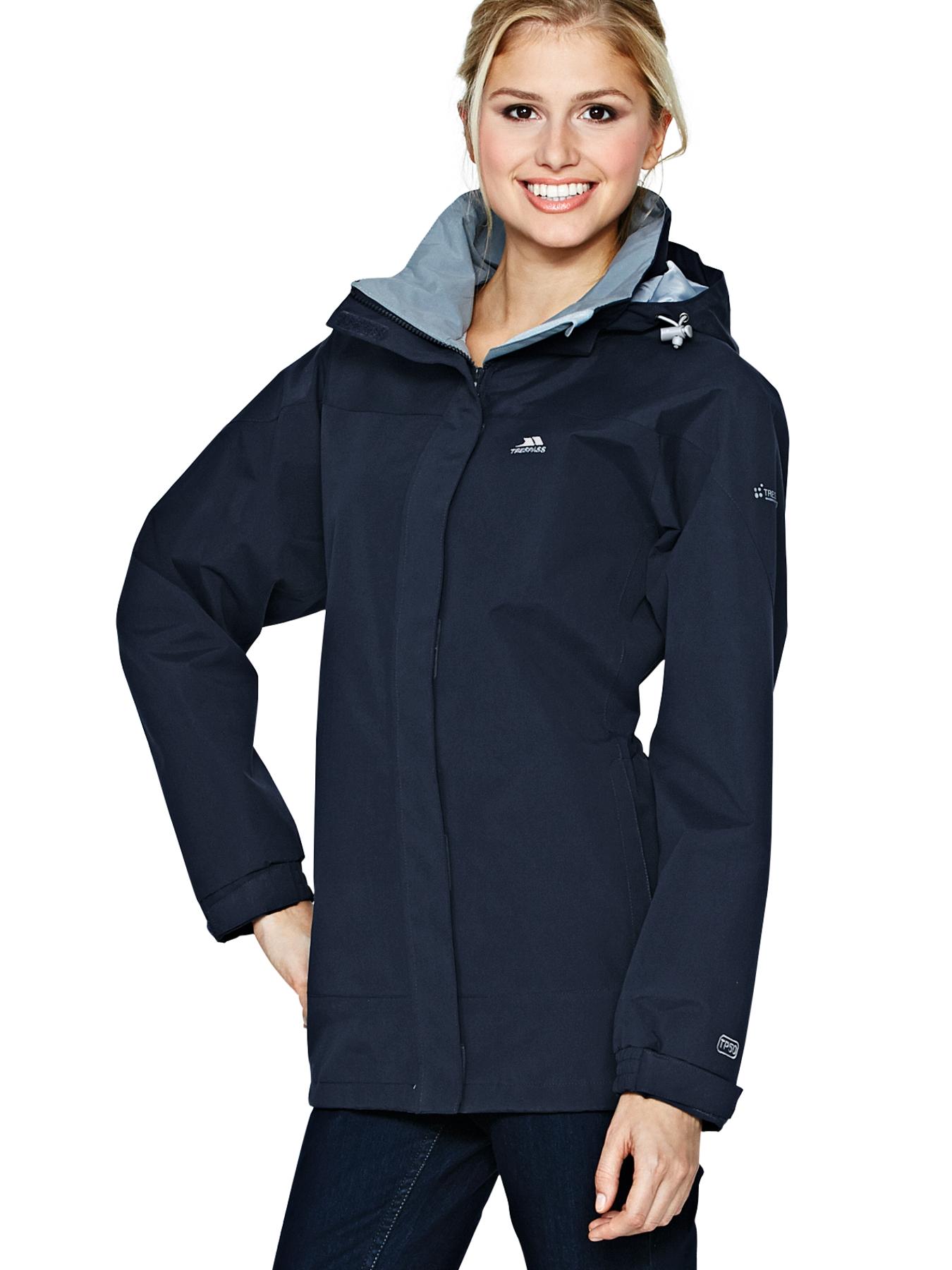 Trespass Anne Jacket with Adjustable Concealed Hood - Navy, Navy Trespass Anne Jacket with Adjustable Concealed Hood - Navy, Navy