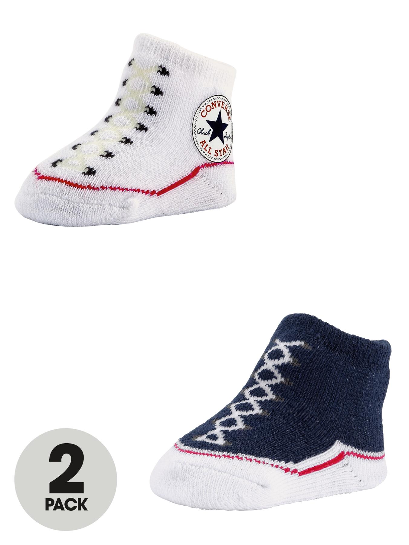 Converse Baby Boys Cotton Booties (2 Pack) - 0-6 months - Navy, Navy Converse Baby Boys Cotton Booties (2 Pack) - 0-6 months - Navy, Navy