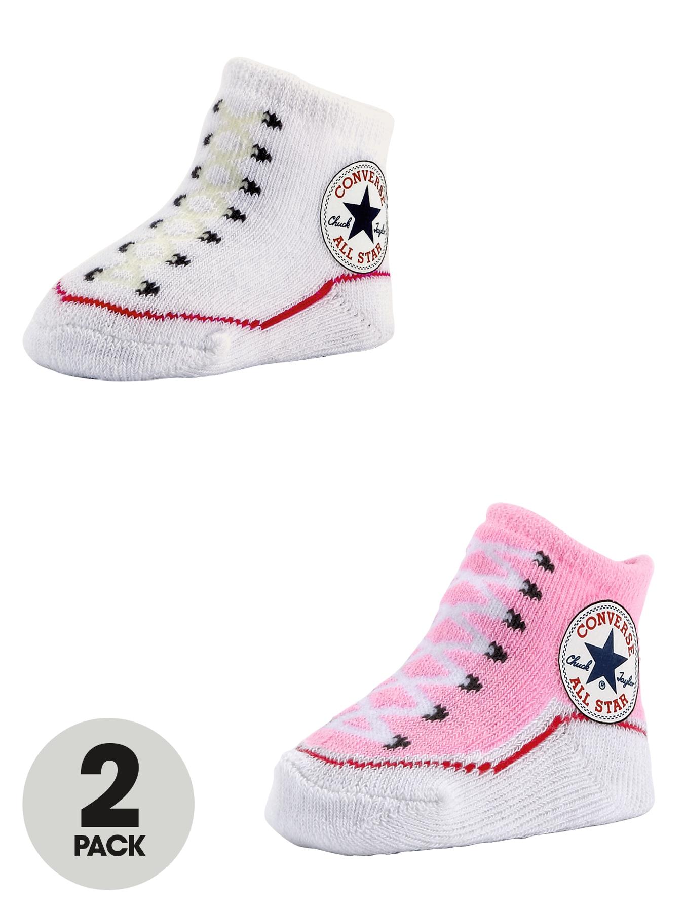 Converse Baby Girls Cotton Booties Set (2 Pack) - 0-6 months - Pink, Pink Converse Baby Girls Cotton Booties Set (2 Pack) - 0-6 months - Pink, Pink