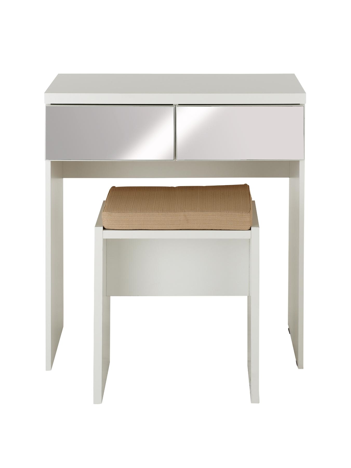 Prague Mirror Dressing Table and Stool - White, White,Black Prague Mirror Dressing Table and Stool - White, White,Black