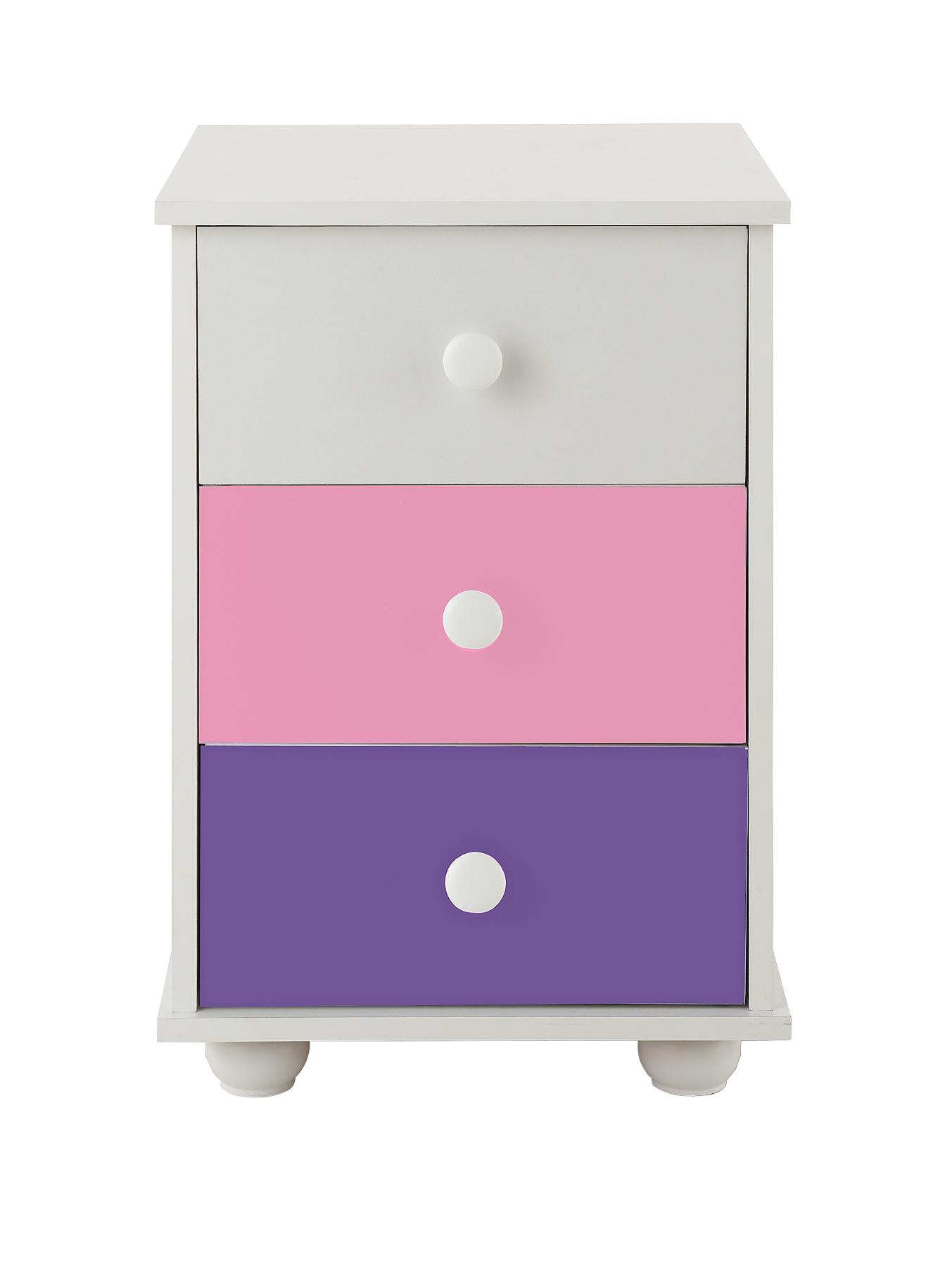 Kidspace New Metro 3-Drawer Bedside Cabinet - White, White Kidspace New Metro 3-Drawer Bedside Cabinet - White, White