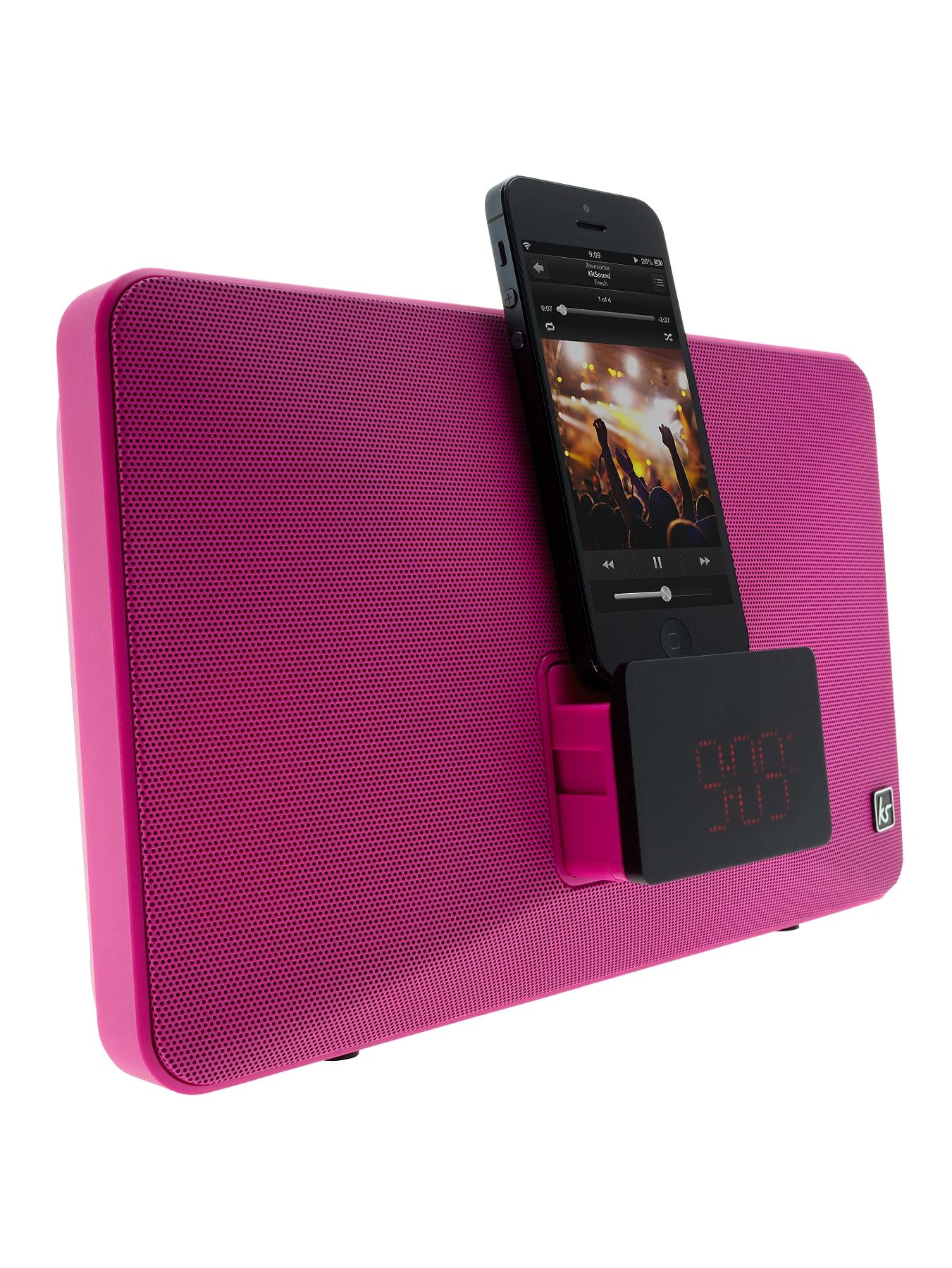 Kitsound Fresh 8 pin Lightning Clock Radio Speaker Docking Station - Pink Kitsound Fresh 8 pin Lightning Clock Radio Speaker Docking Station - Pink