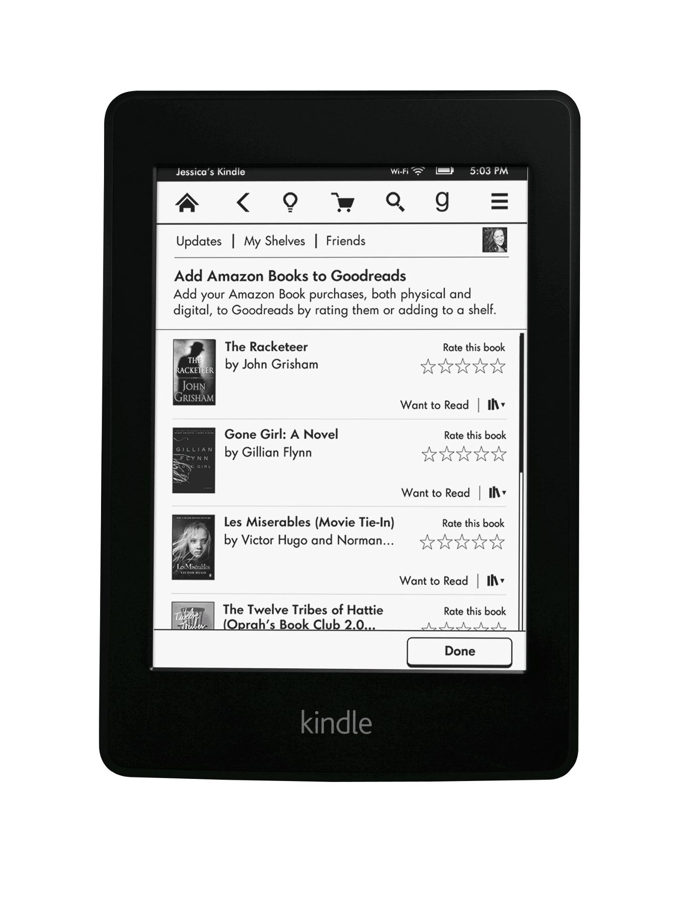 Kindle Paperwhite 6 inch 4Gb E-reader with Wi-Fi and Built-in Light - Black Kindle Paperwhite 6 inch 4Gb E-reader with Wi-Fi and Built-in Light - Black