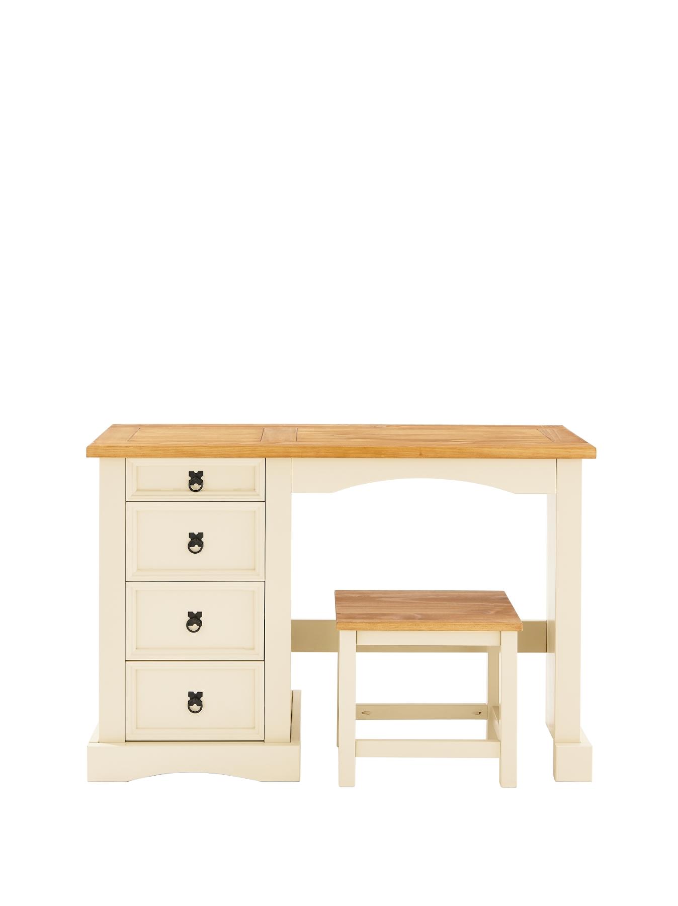Corona Painted Double Dressing Table and Stool Set - Cream, Cream Corona Painted Double Dressing Table and Stool Set - Cream, Cream