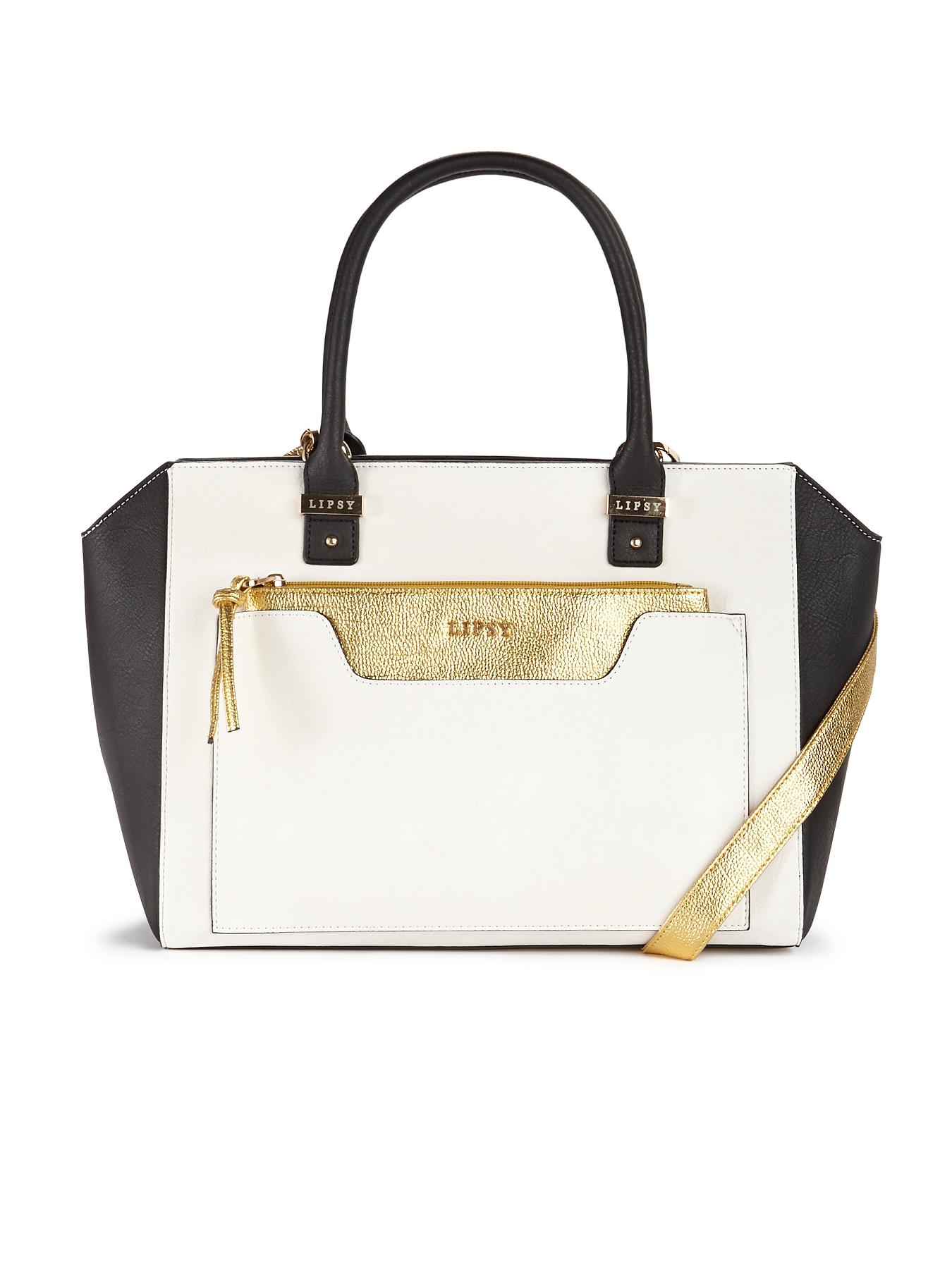 Lipsy Tote with Clutch Bag - White, White Lipsy Tote with Clutch Bag - White, White