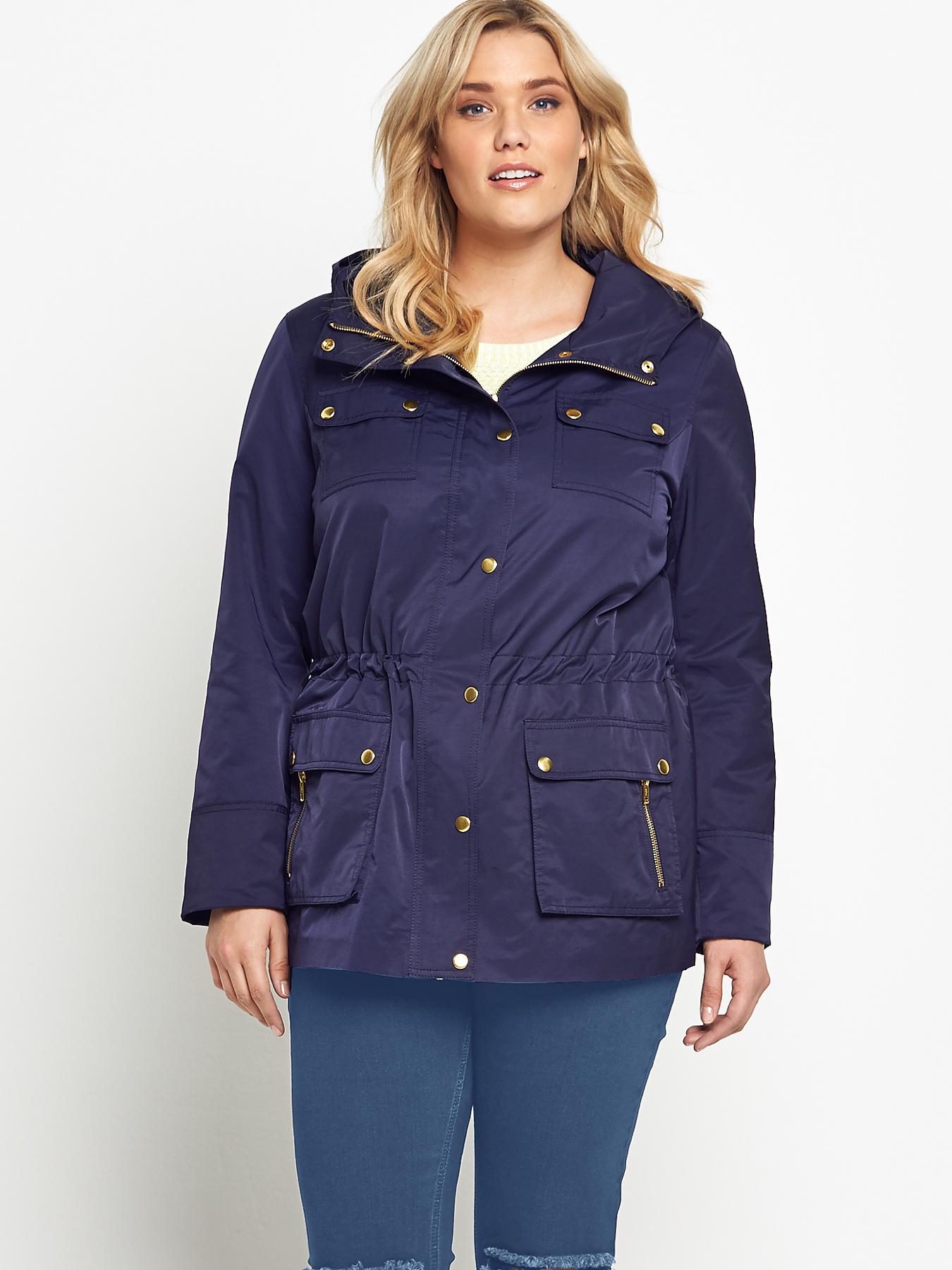 So Fabulous Lightweight Short Parka Jacket - Navy, Navy So Fabulous Lightweight Short Parka Jacket - Navy, Navy