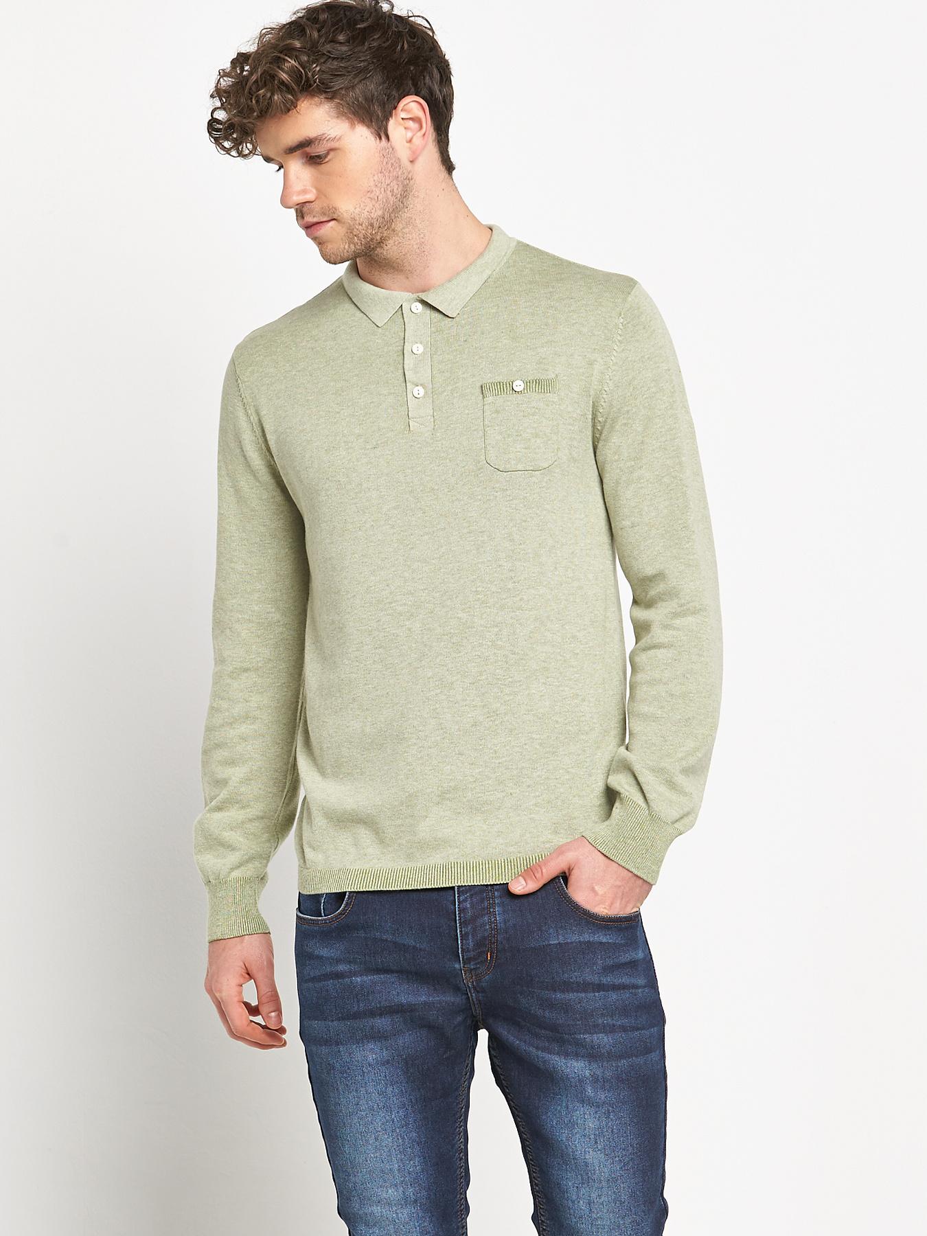 Goodsouls Mens Long Sleeve Knitted Polo Shirt Goodsouls Mens Long Sleeve Knitted Polo Shirt