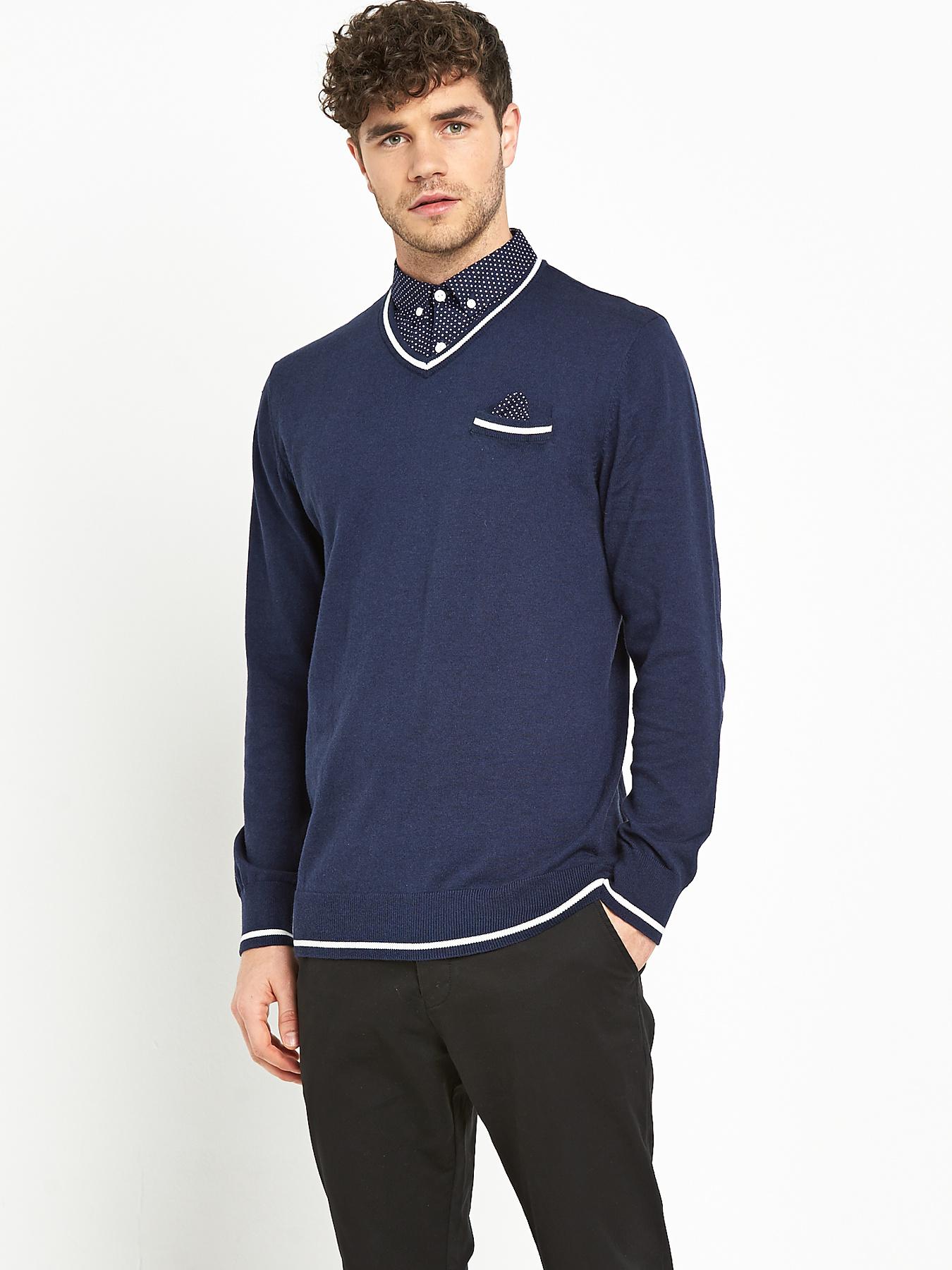Goodsouls Mens Mock Shirt - Navy, Navy Goodsouls Mens Mock Shirt - Navy, Navy