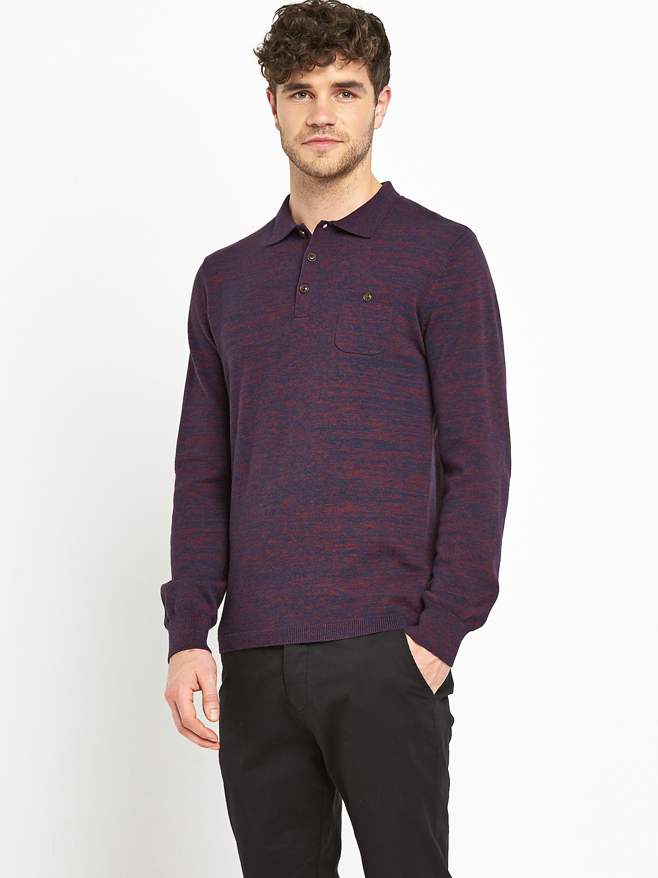 Goodsouls Mens Long Sleeve Knitted Polo Shirt Goodsouls Mens Long Sleeve Knitted Polo Shirt