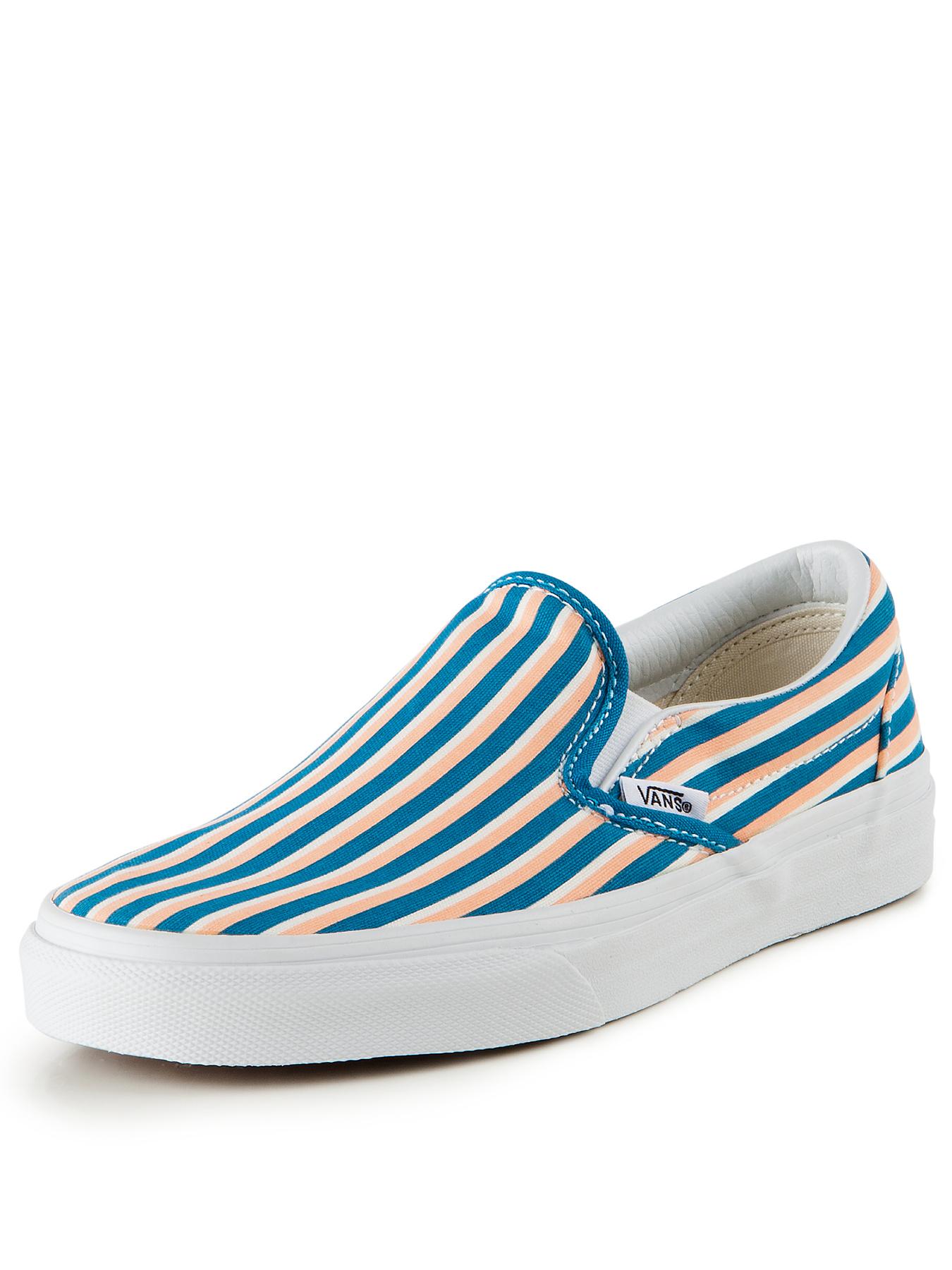 Vans Classic Slip-On Stripe Plimsolls - Teal, Teal Vans Classic Slip-On Stripe Plimsolls - Teal, Teal