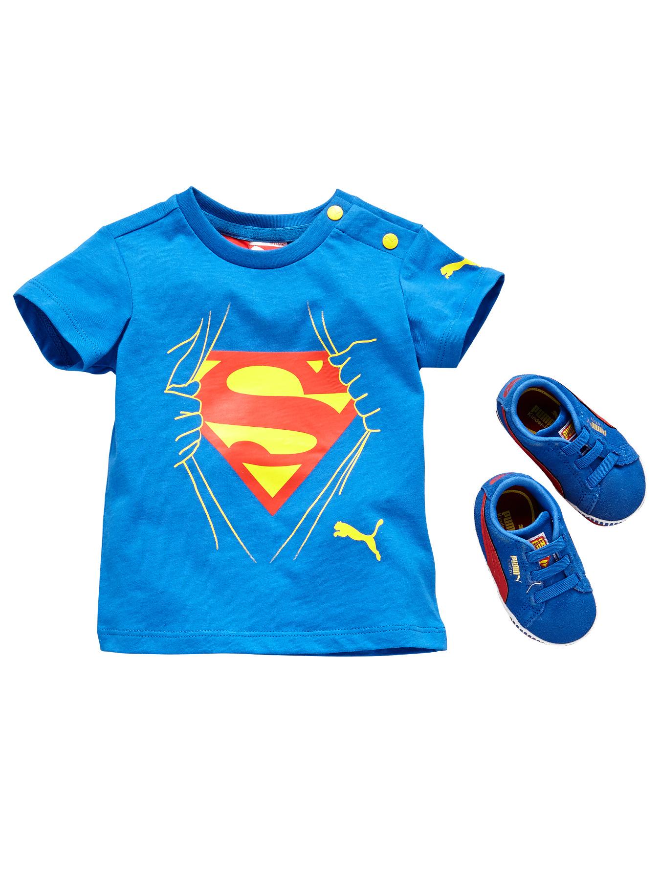 Puma Baby Boy Superman Crib Shoes and T-shirt Gift Set (2 Piece) - Blue, Blue Puma Baby Boy Superman Crib Shoes and T-shirt Gift Set (2 Piece) - Blue, Blue