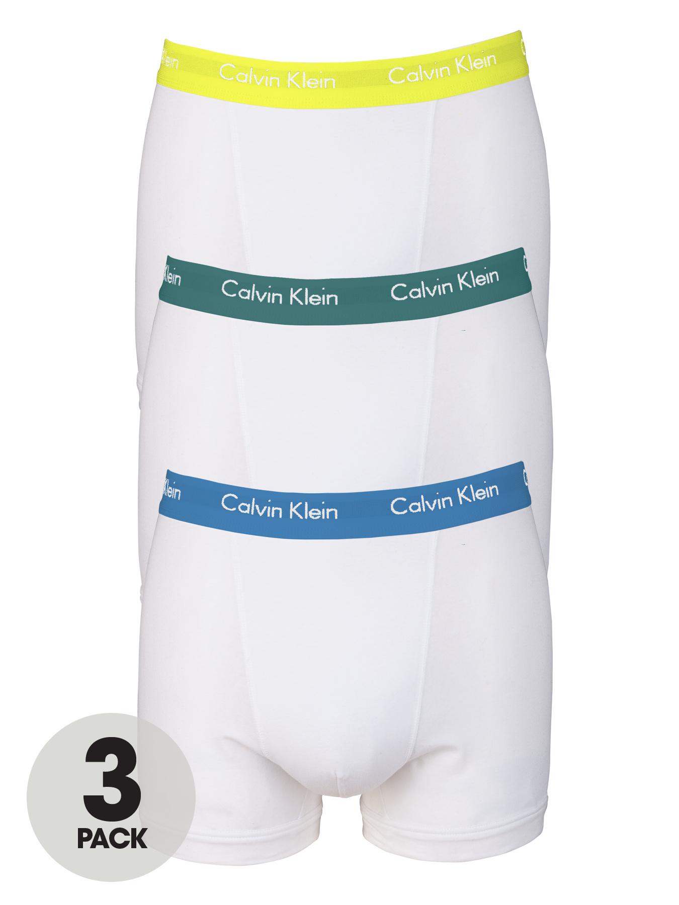 Calvin Klein Mens Trunks (3 Pack) - White, White Calvin Klein Mens Trunks (3 Pack) - White, White