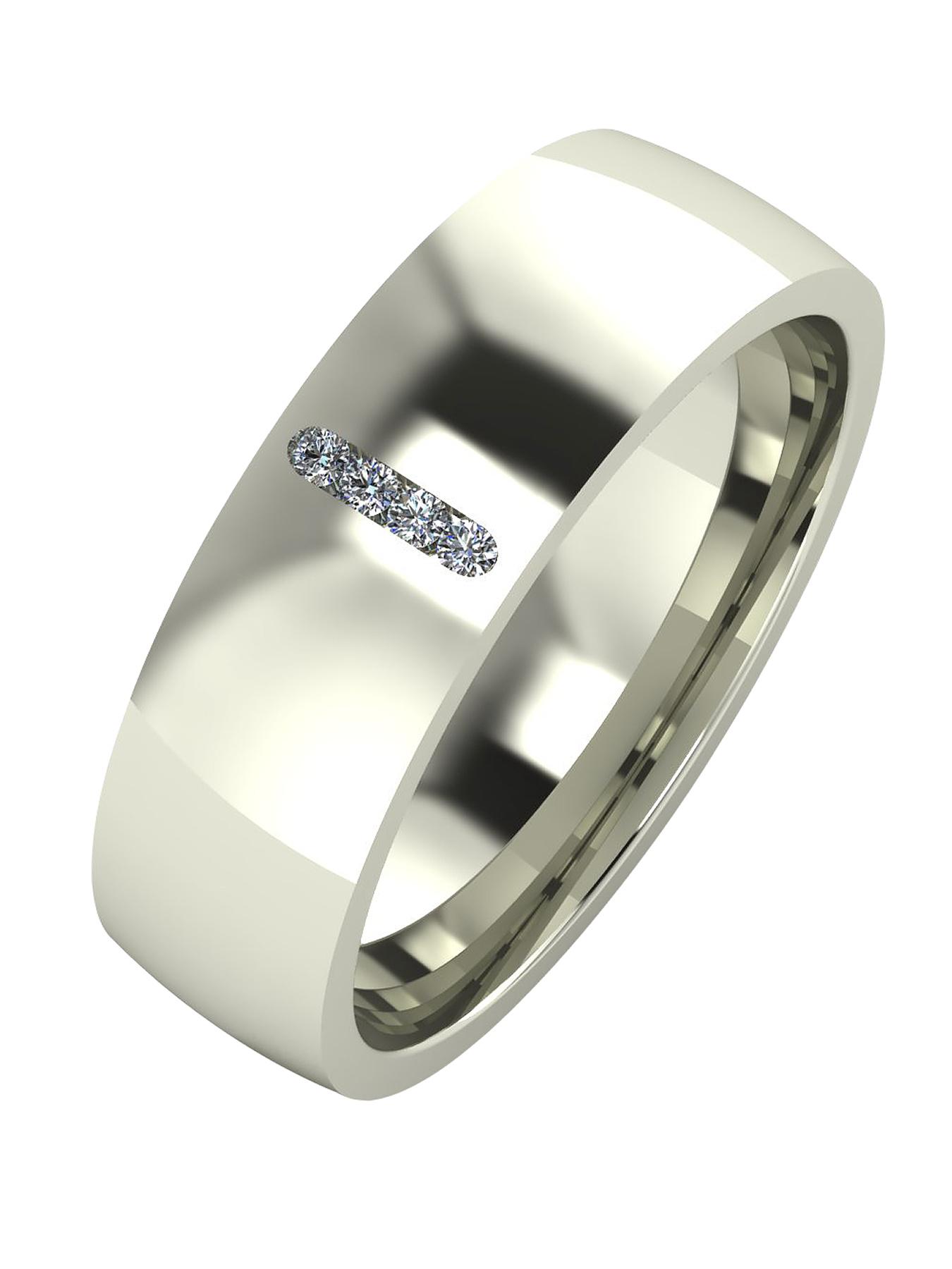 Made In The Jewellery Quarter 9 Carat White Gold, Diamond Set 6mm Court Wedding Band Made In The Jewellery Quarter 9 Carat White Gold, Diamond Set 6mm Court Wedding Band