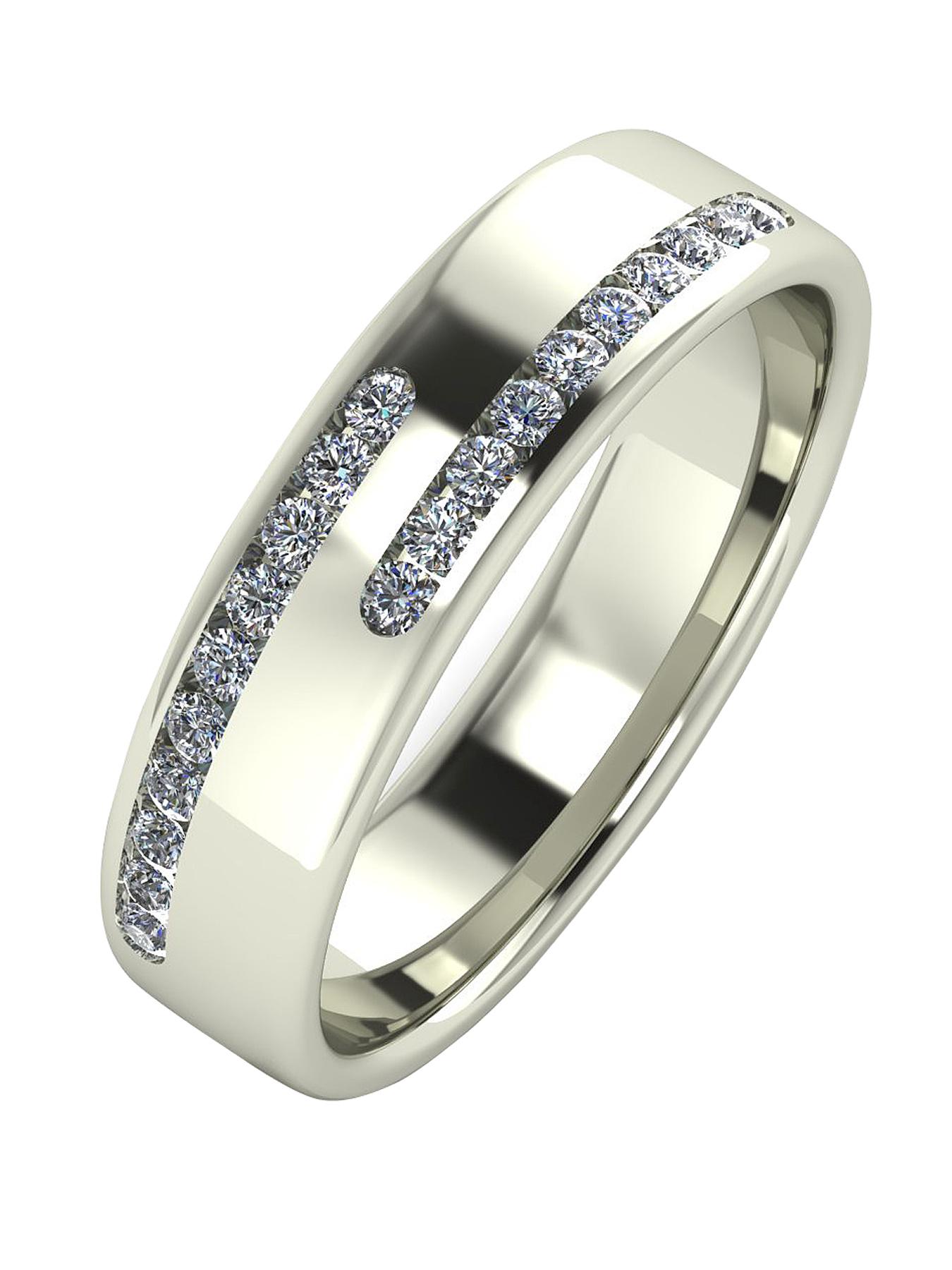 Made In The Jewellery Quarter 9 Carat White Gold, 25 Point Diamond, 5mm Cushion Court Wedding Band Made In The Jewellery Quarter 9 Carat White Gold, 25 Point Diamond, 5mm Cushion Court Wedding Band