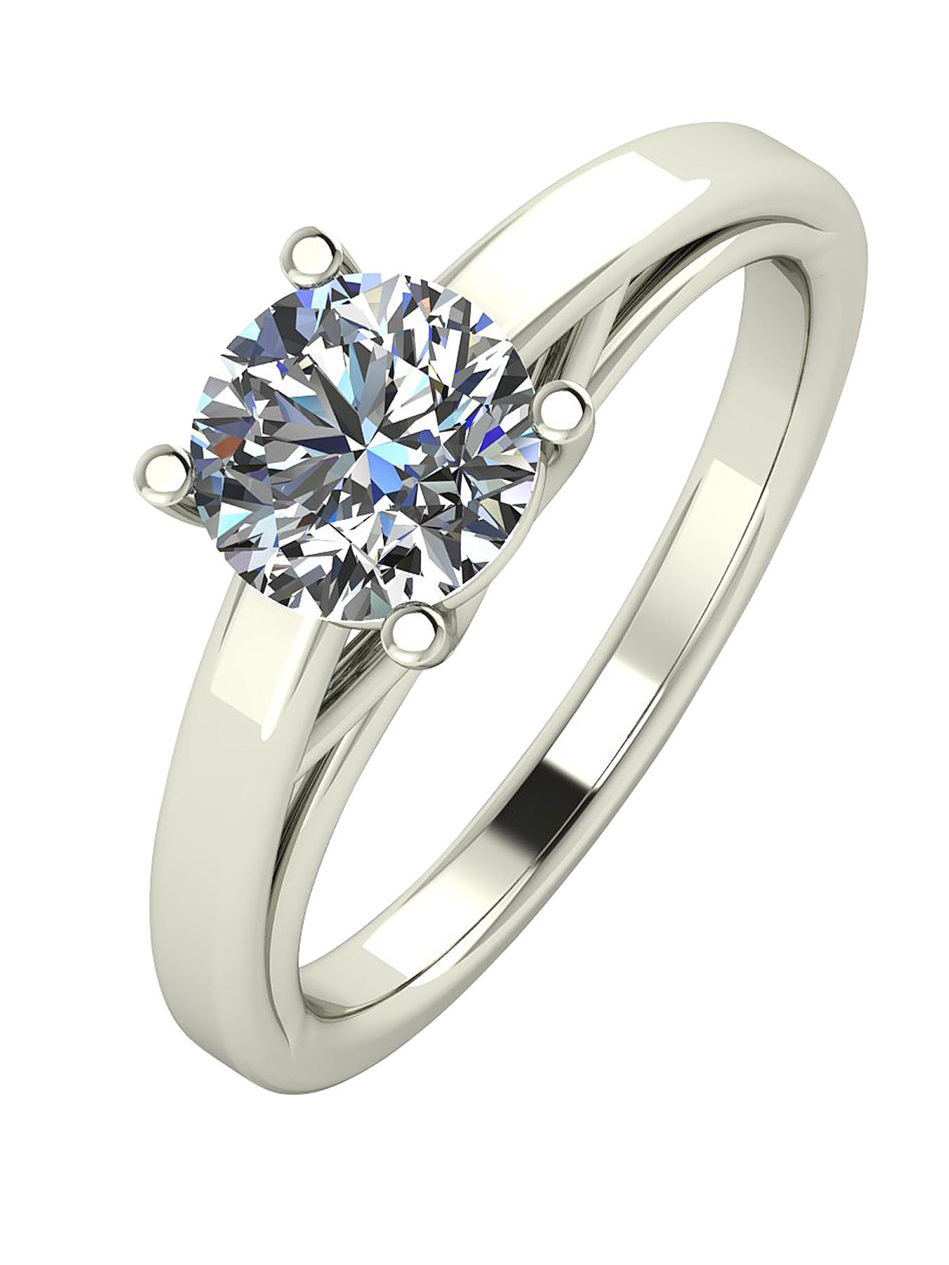Moissanite Premium Collection 9 Carat White Gold, 1 Carat Round Brilliant Cut Solitaire Ring Moissanite Premium Collection 9 Carat White Gold, 1 Carat Round Brilliant Cut Solitaire Ring