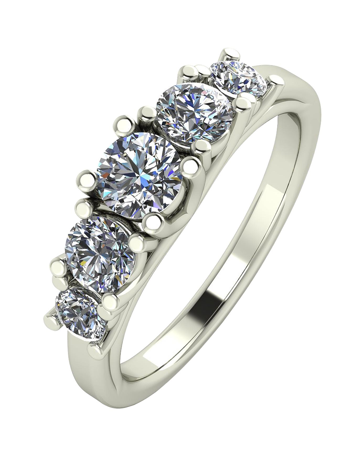 Moissanite Premium Collection 9 Carat White Gold, 1 Carat Brilliant Cut Five Stone Eternity Ring Moissanite Premium Collection 9 Carat White Gold, 1 Carat Brilliant Cut Five Stone Eternity Ring