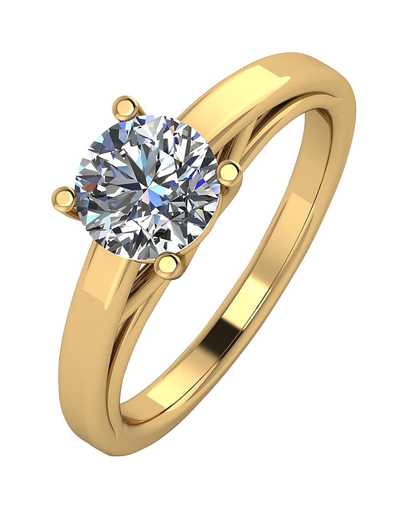 Moissanite Premium Collection 9 Carat Yellow Gold, 1 Carat Round Brilliant Cut Solitaire Ring Moissanite Premium Collection 9 Carat Yellow Gold, 1 Carat Round Brilliant Cut Solitaire Ring