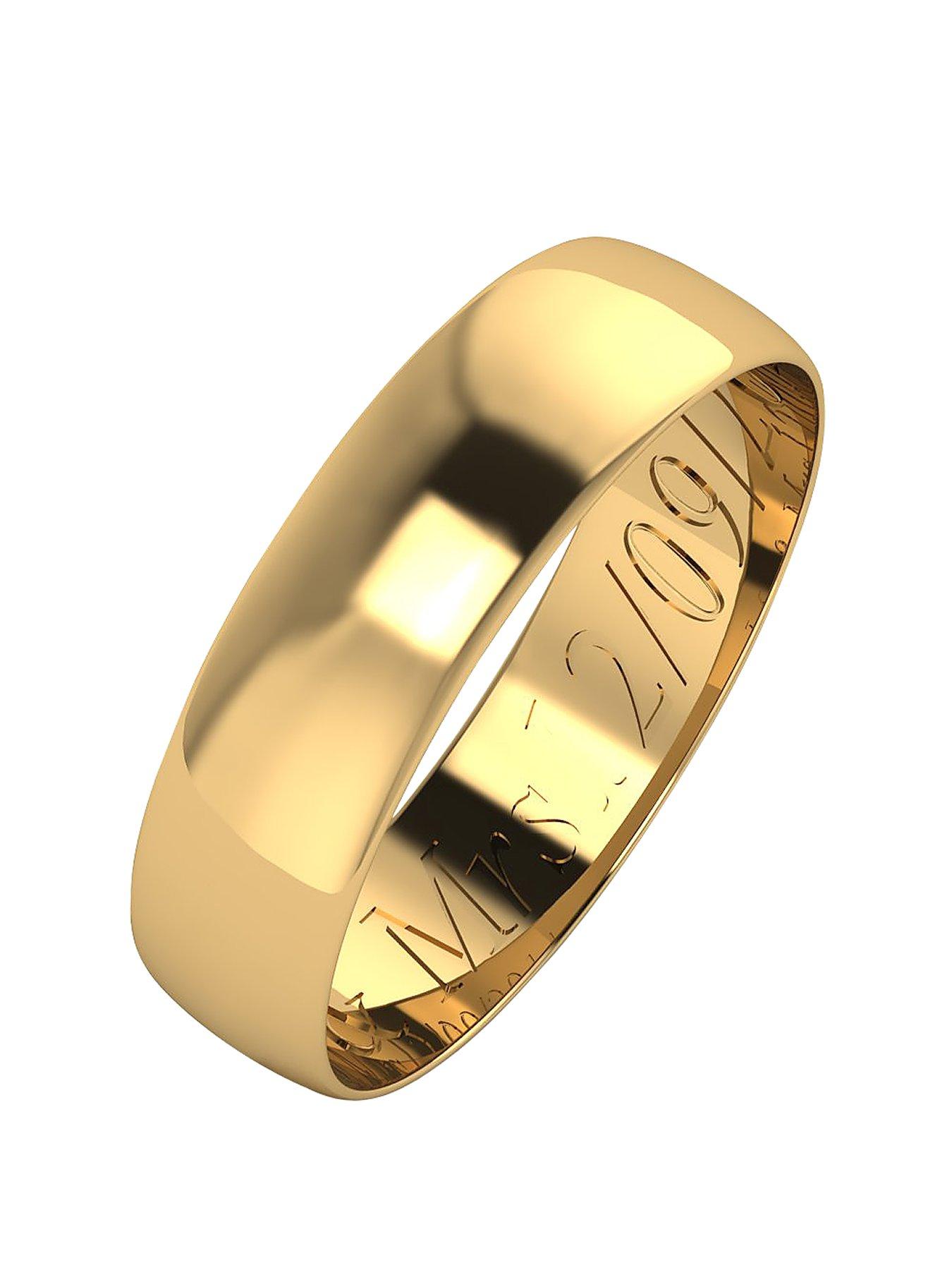 Made In The Jewellery Quarter Personalised 9 Carat Yellow Gold D-Shaped Wedding Band 5mm Made In The Jewellery Quarter Personalised 9 Carat Yellow Gold D-Shaped Wedding Band 5mm