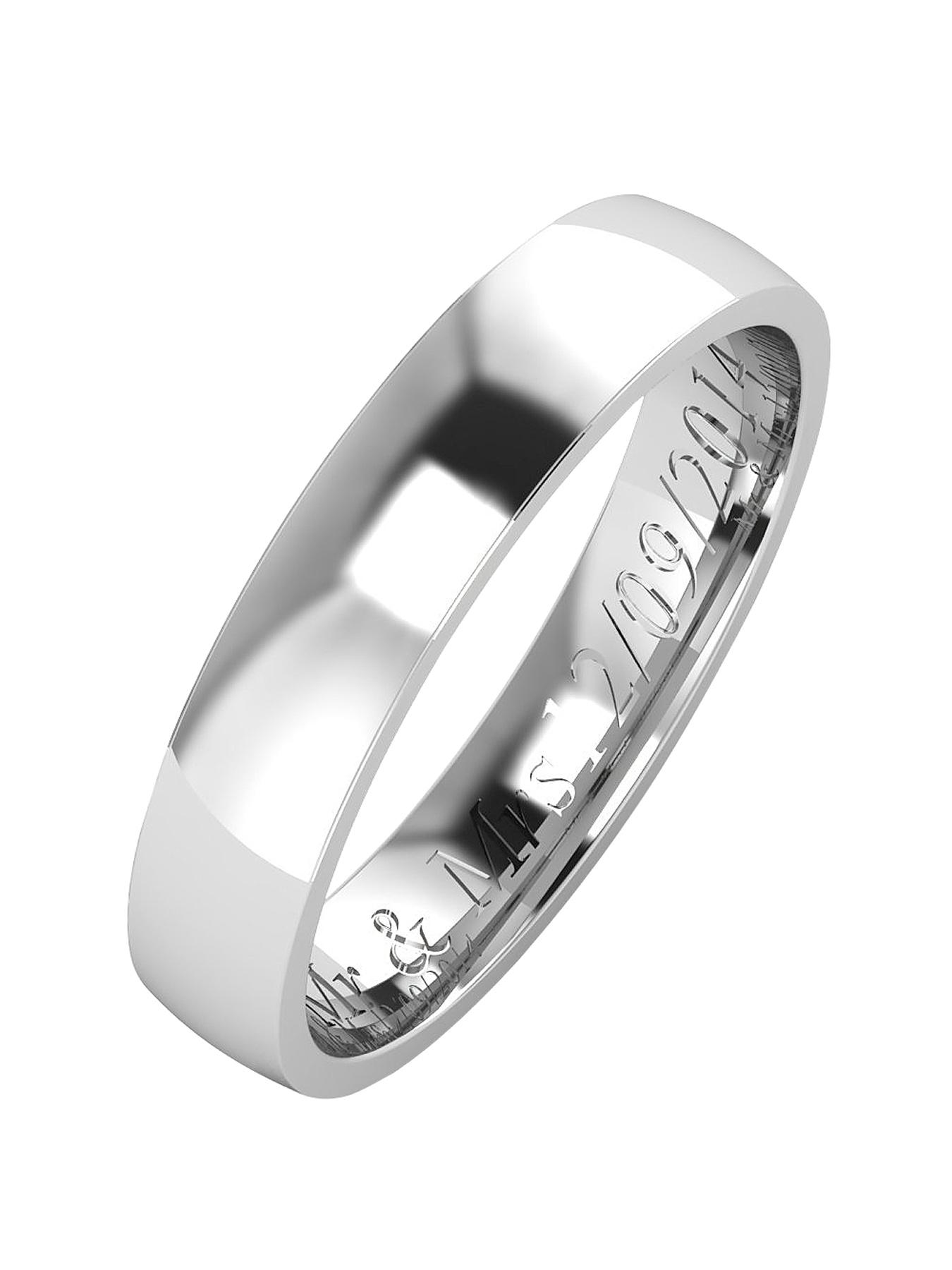 Made In The Jewellery Quarter Personalised Argentium Silver Wedding Band 4mm Made In The Jewellery Quarter Personalised Argentium Silver Wedding Band 4mm