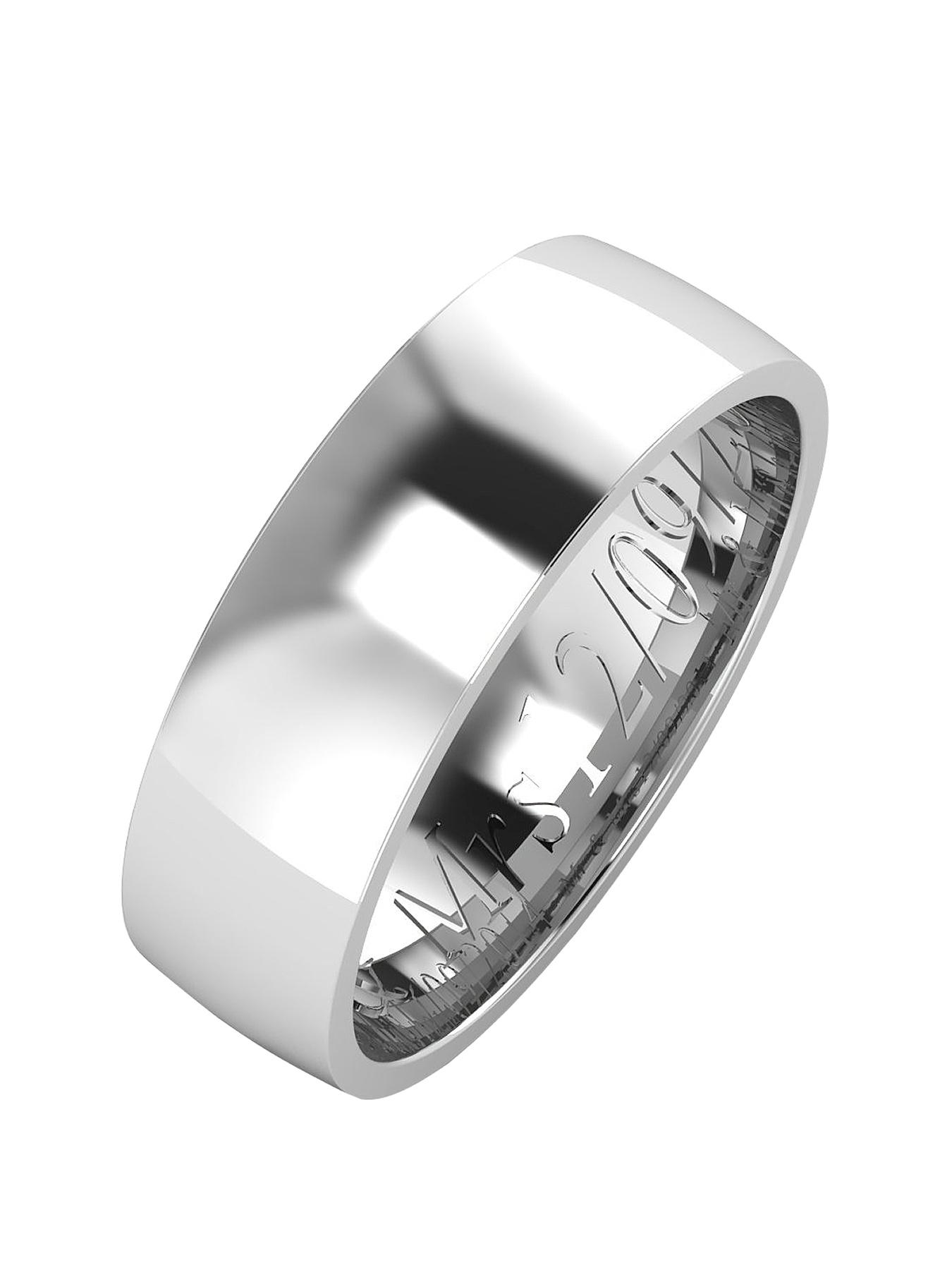Made In The Jewellery Quarter Personalised Argentium Silver Wedding Band 6mm Made In The Jewellery Quarter Personalised Argentium Silver Wedding Band 6mm