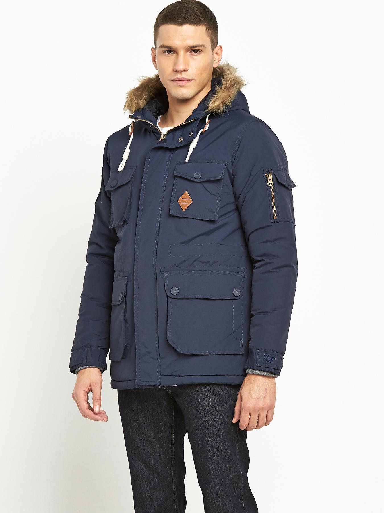 Fly53 Mens Winterton Parka - Navy, Navy Fly53 Mens Winterton Parka - Navy, Navy