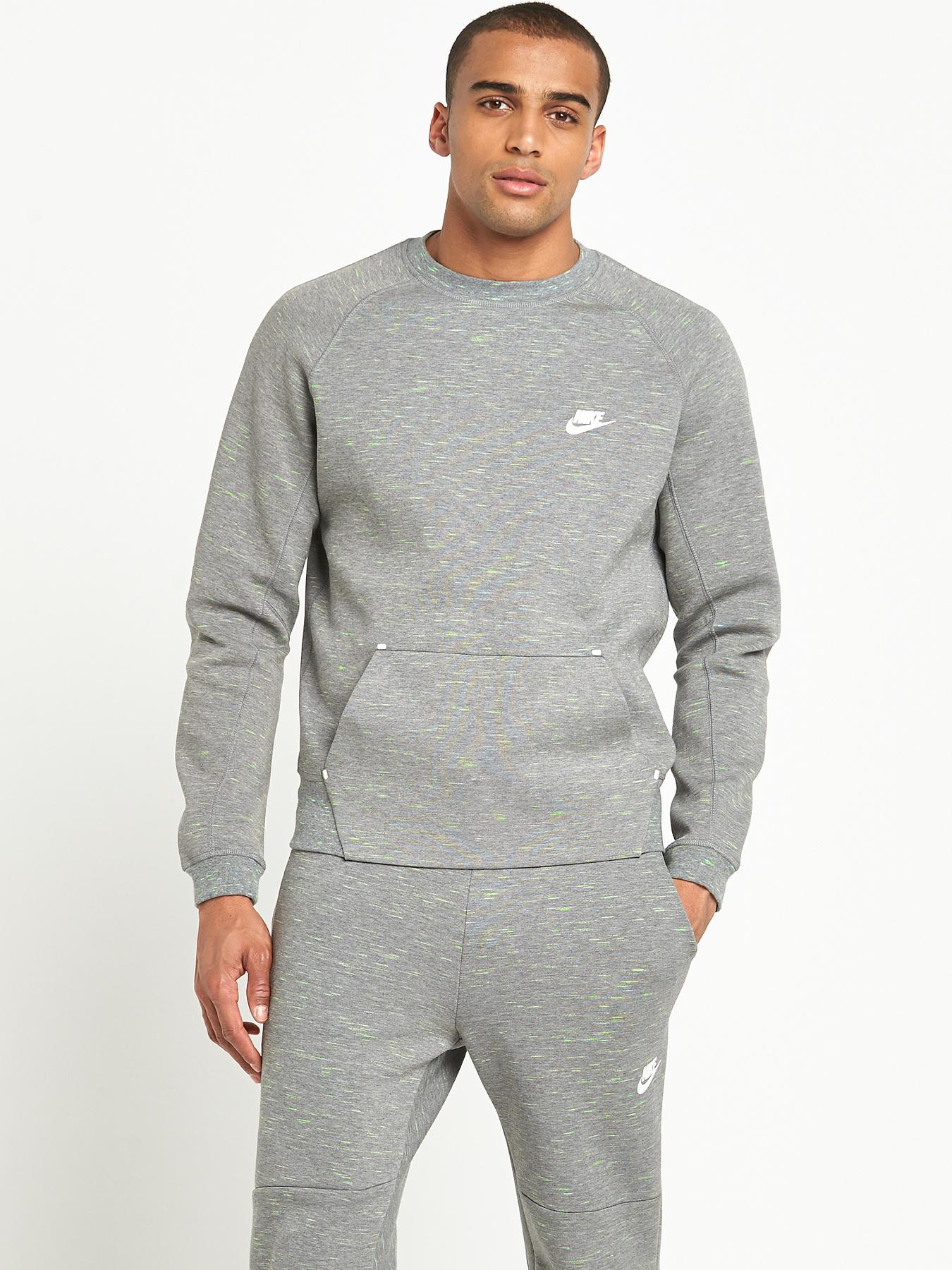 Nike Mens Tech Fleece Crew 1MM Sweatshirt - Grey, Grey Nike Mens Tech Fleece Crew 1MM Sweatshirt - Grey, Grey