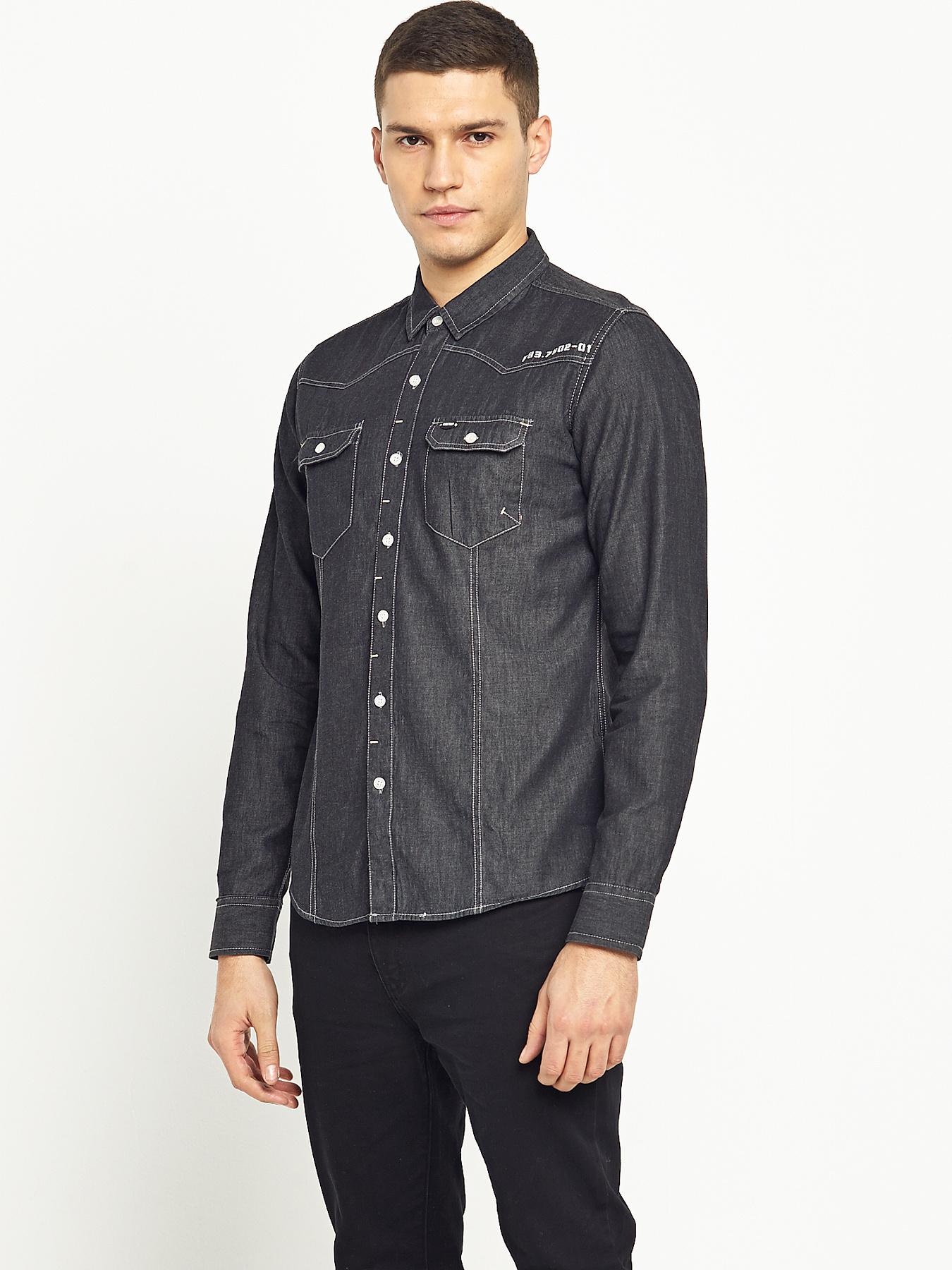 Firetrap Mens Garrick Long Sleeved Shirt - Black, Black Firetrap Mens Garrick Long Sleeved Shirt - Black, Black