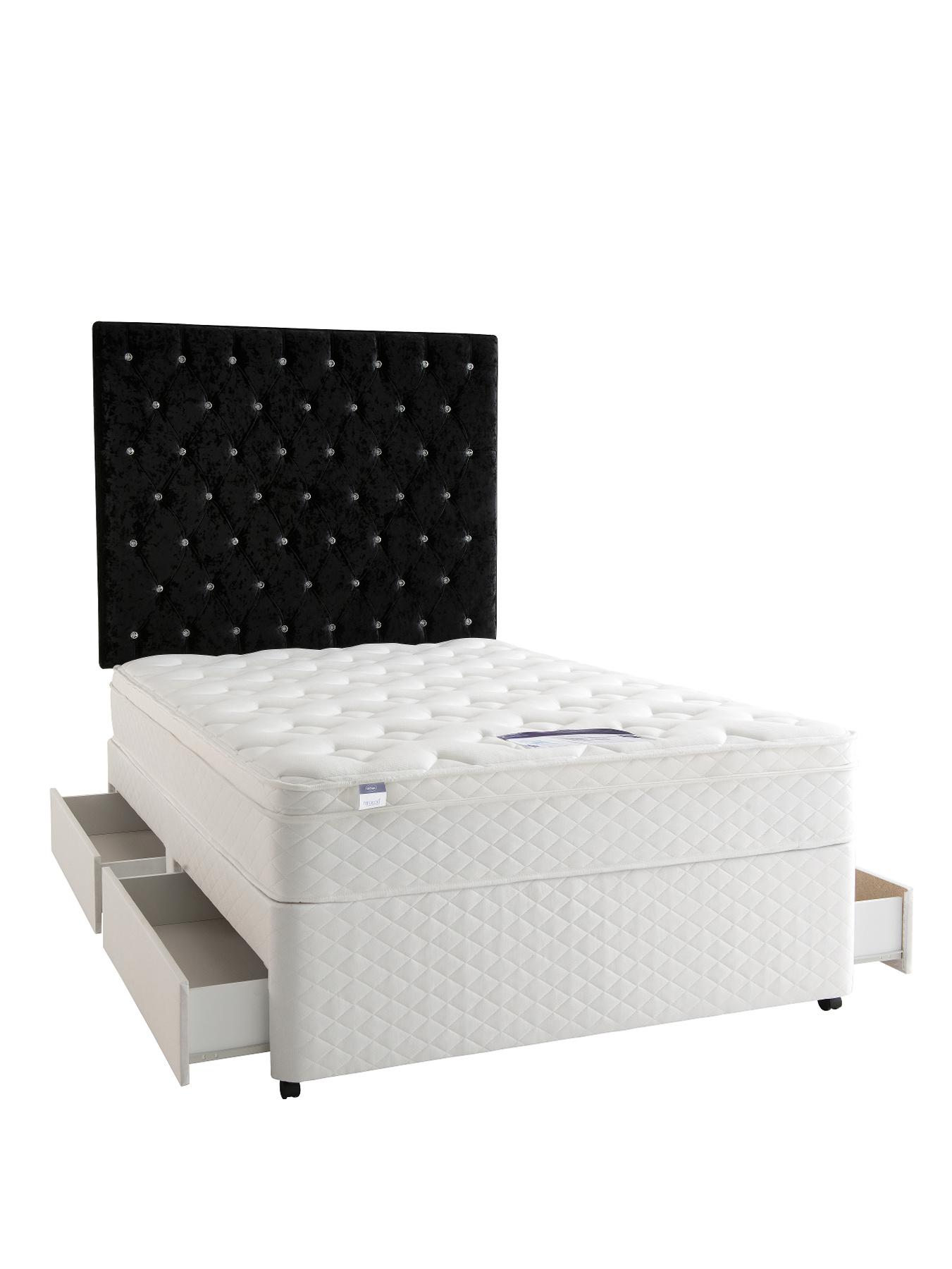 Silentnight Miracoil 3 Luxury Memory Cushion Top Divan - Charcoal, Charcoal,White Silentnight Miracoil 3 Luxury Memory Cushion Top Divan - Charcoal, Charcoal,White