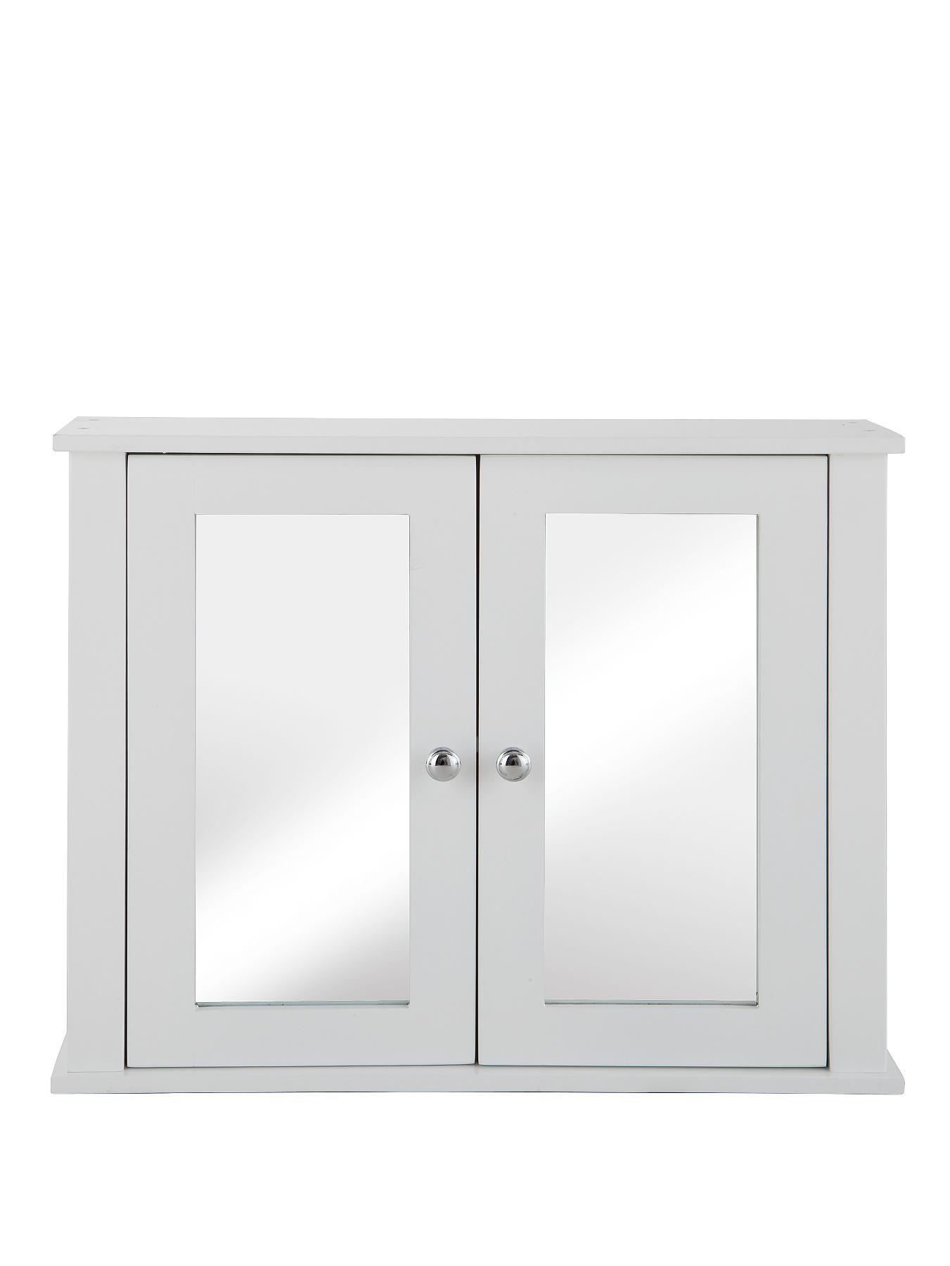 Newquay New Mirrored Wall Cabinet - White - White, White Newquay New Mirrored Wall Cabinet - White - White, White