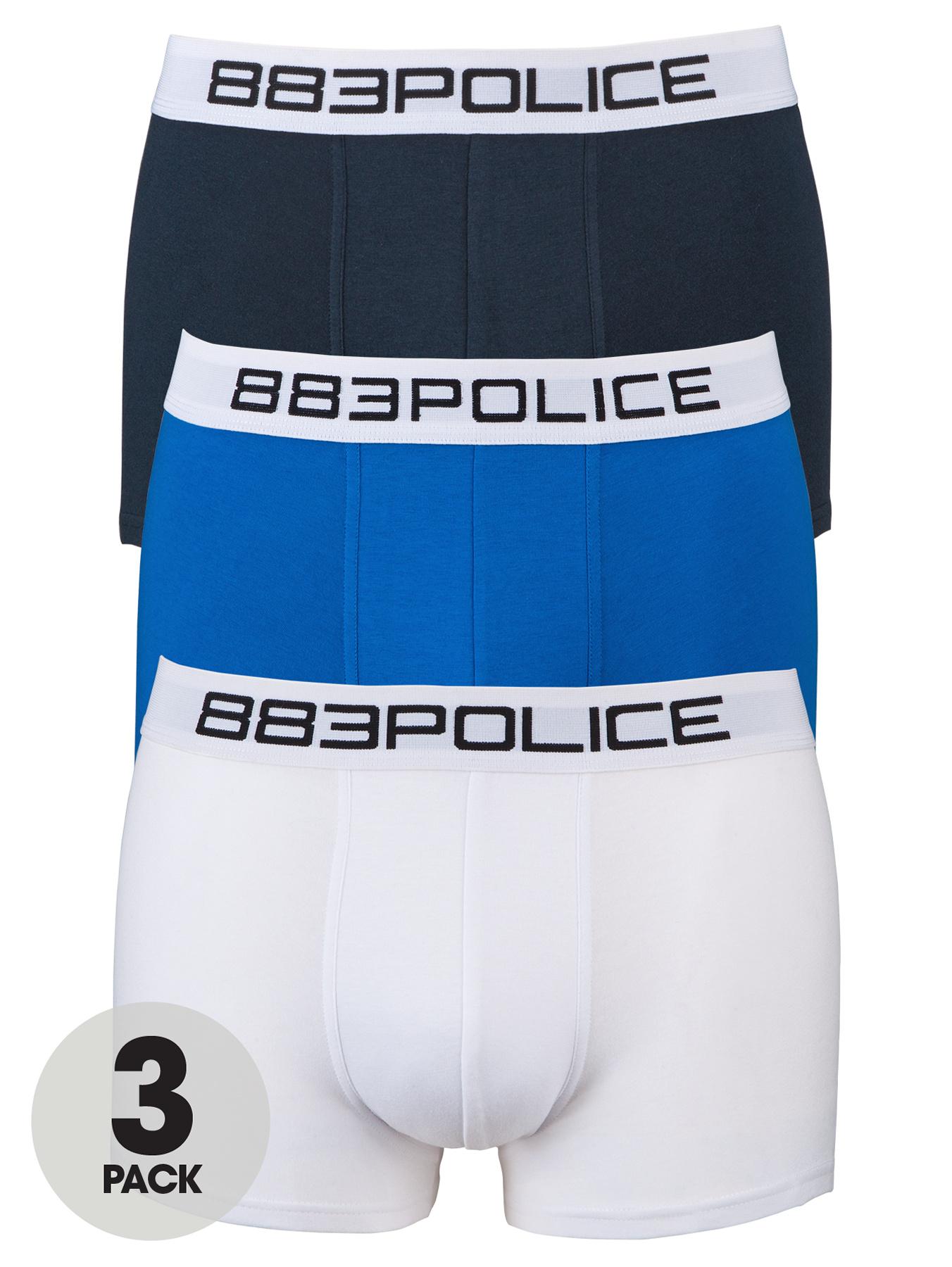 883 Police Mens Kaino Trunks (3 Pack) - Navy, Navy 883 Police Mens Kaino Trunks (3 Pack) - Navy, Navy