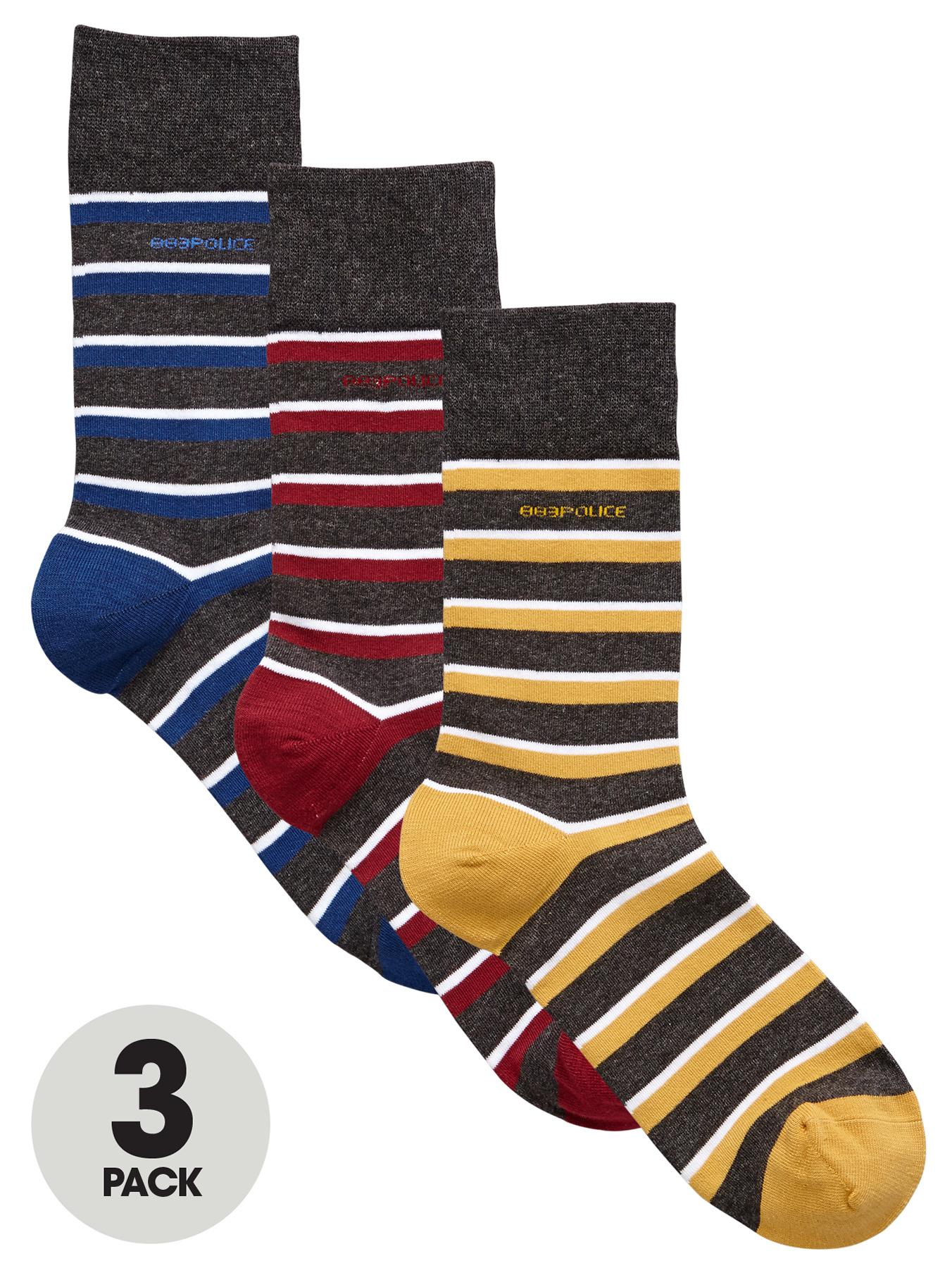 883 Police Mens Stripe Socks (3 Pack) 883 Police Mens Stripe Socks (3 Pack)