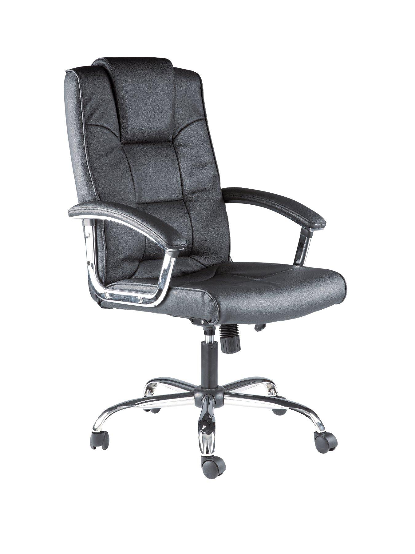 Houston Leather Office Chair - Black, Black,Cream Houston Leather Office Chair - Black, Black,Cream