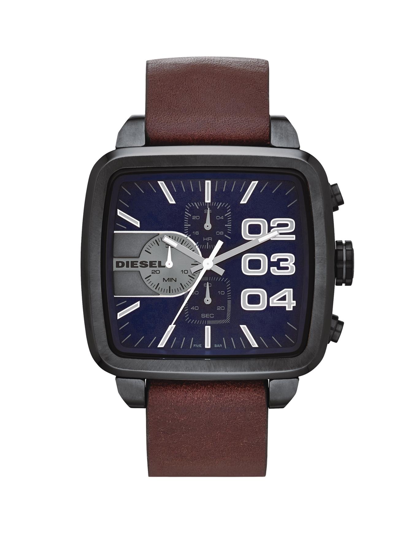 Diesel Mens Square Franchise Brown Strap Watch Diesel Mens Square Franchise Brown Strap Watch