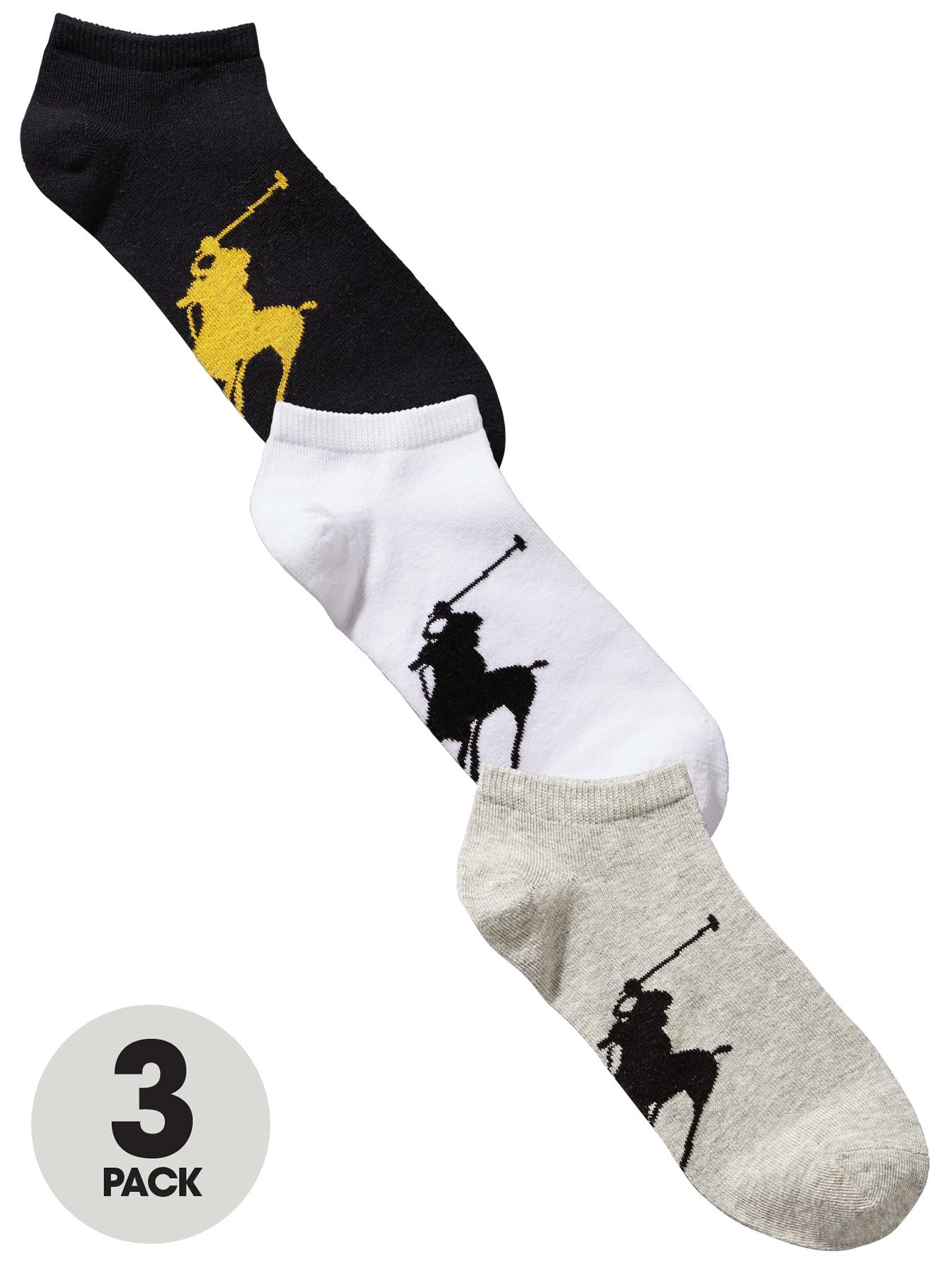 Polo Ralph Lauren Mens Trainer Socks (3 Pack) - Black, Black Polo Ralph Lauren Mens Trainer Socks (3 Pack) - Black, Black