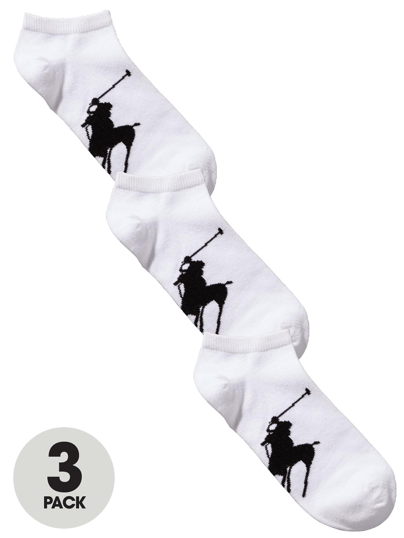 Polo Ralph Lauren Mens Trainer Socks (3 Pack) - White, White Polo Ralph Lauren Mens Trainer Socks (3 Pack) - White, White