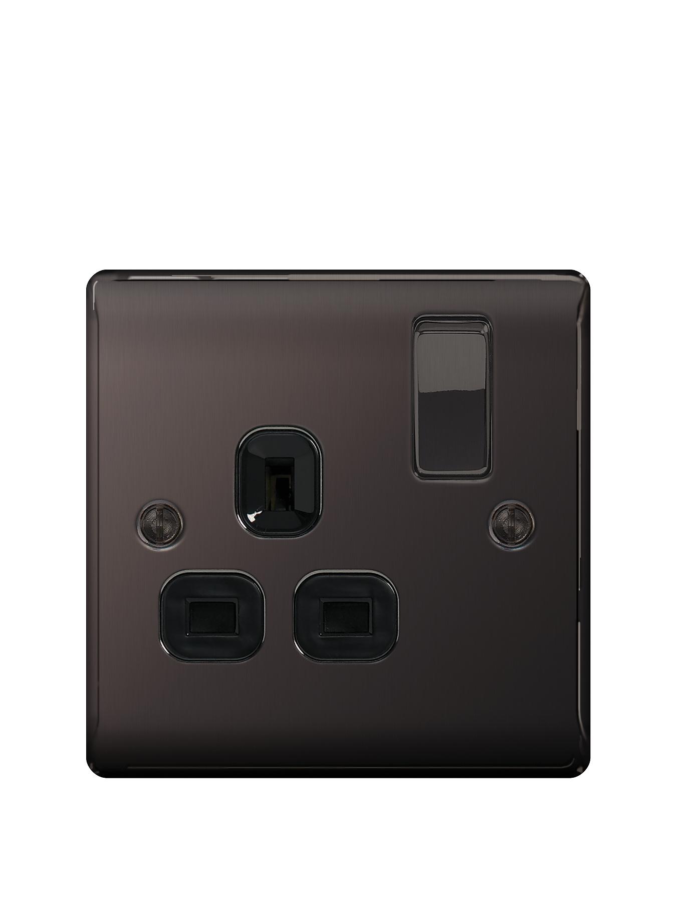 British General Electrical Raised 1g Switched Socket (13 Amp) - Black Nickel British General Electrical Raised 1g Switched Socket (13 Amp) - Black Nickel