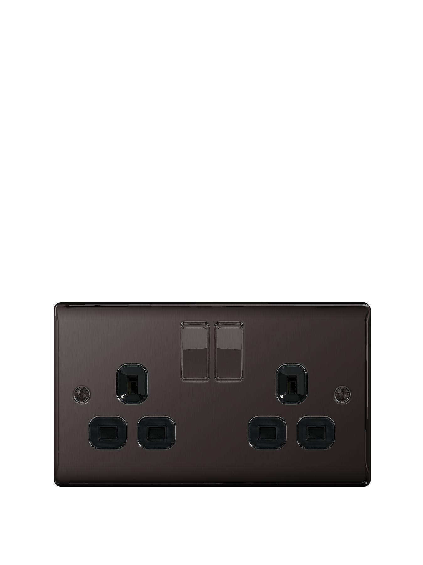British General Electrical Raised 2g Switched Socket (13 Amp) - Black Nickel British General Electrical Raised 2g Switched Socket (13 Amp) - Black Nickel