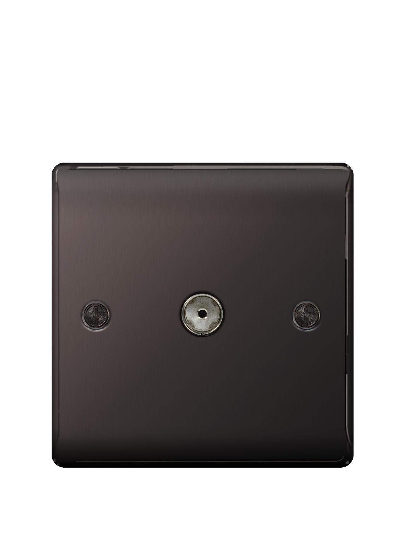 British General Electrical Raised Coax TV Aerial Socket - Black Nickel British General Electrical Raised Coax TV Aerial Socket - Black Nickel