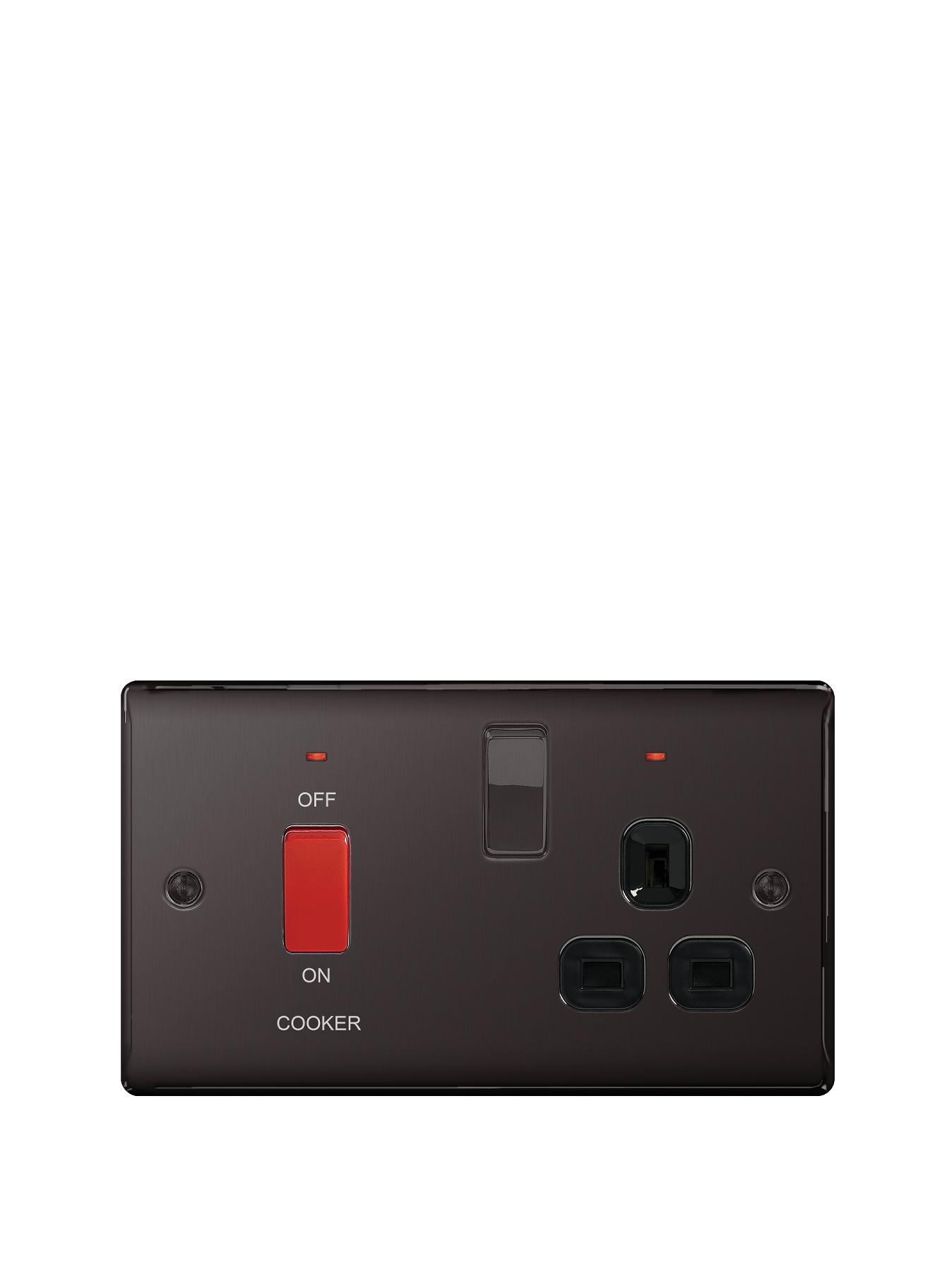 British General Electrical Raised Cooker Socket - Black Nickel British General Electrical Raised Cooker Socket - Black Nickel
