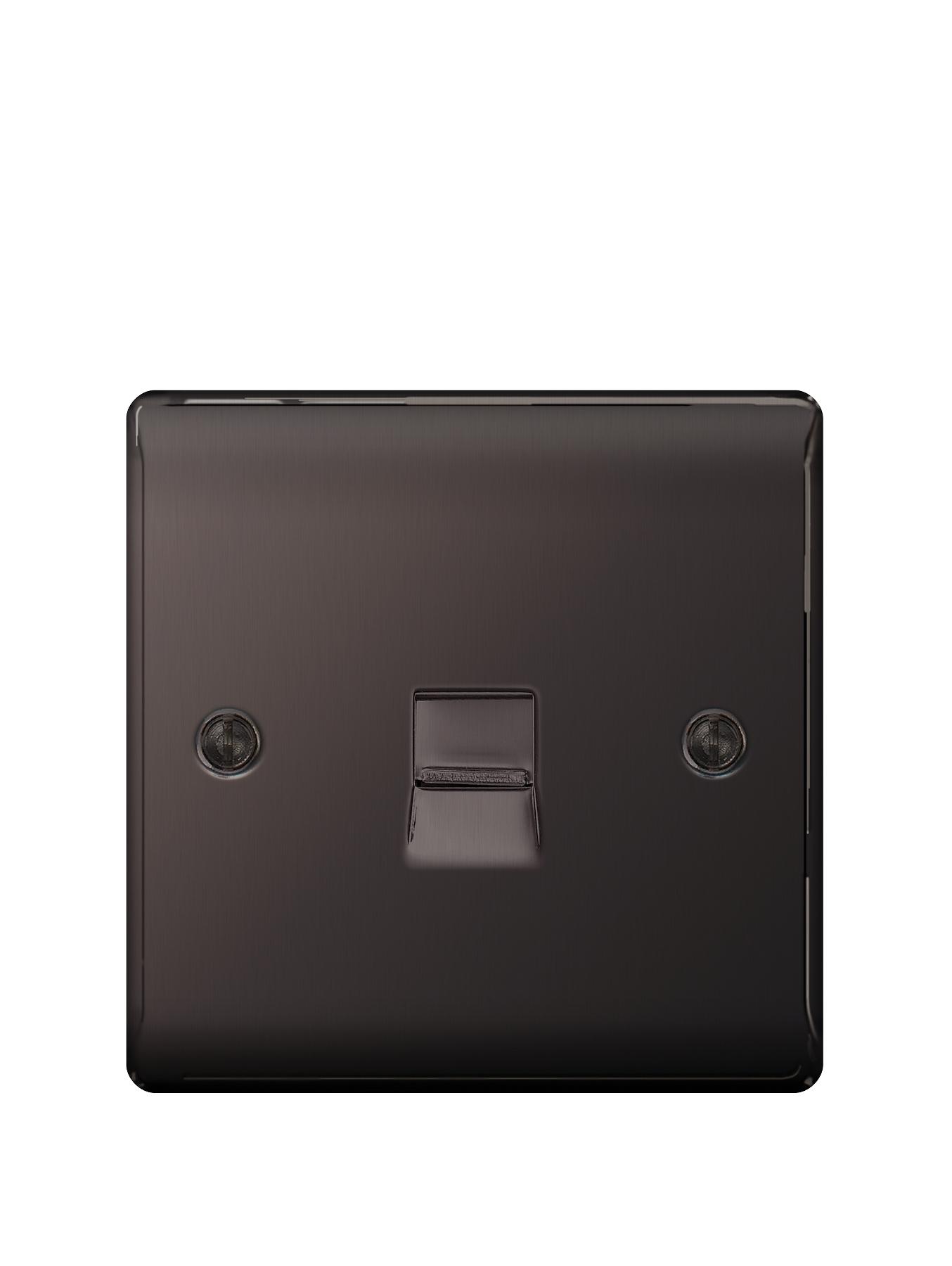 British General Electrical Raised Telephone Socket Point - Black Nickel British General Electrical Raised Telephone Socket Point - Black Nickel