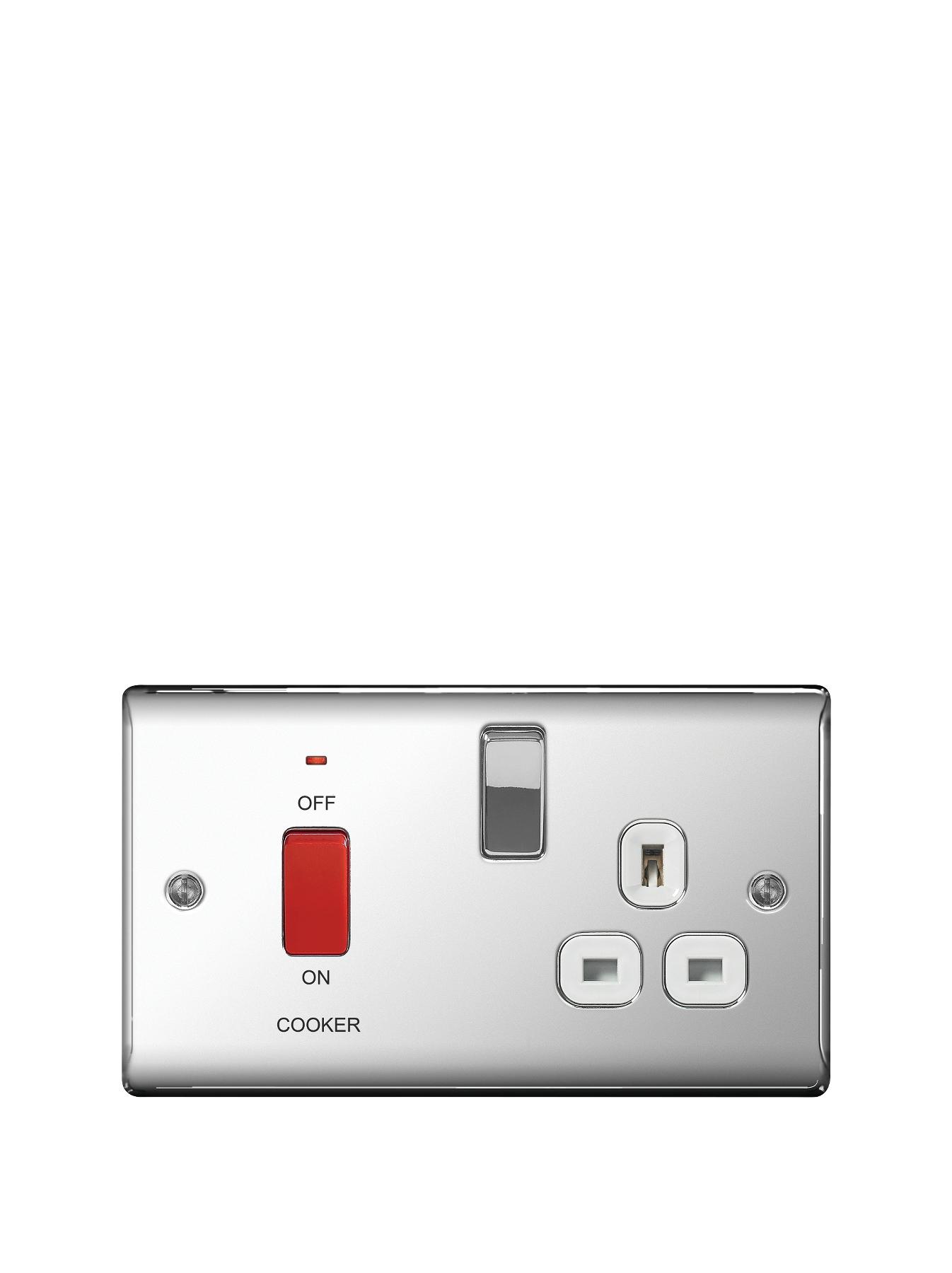 British General Electrical Raised Cooker Socket - Polished Chrome British General Electrical Raised Cooker Socket - Polished Chrome