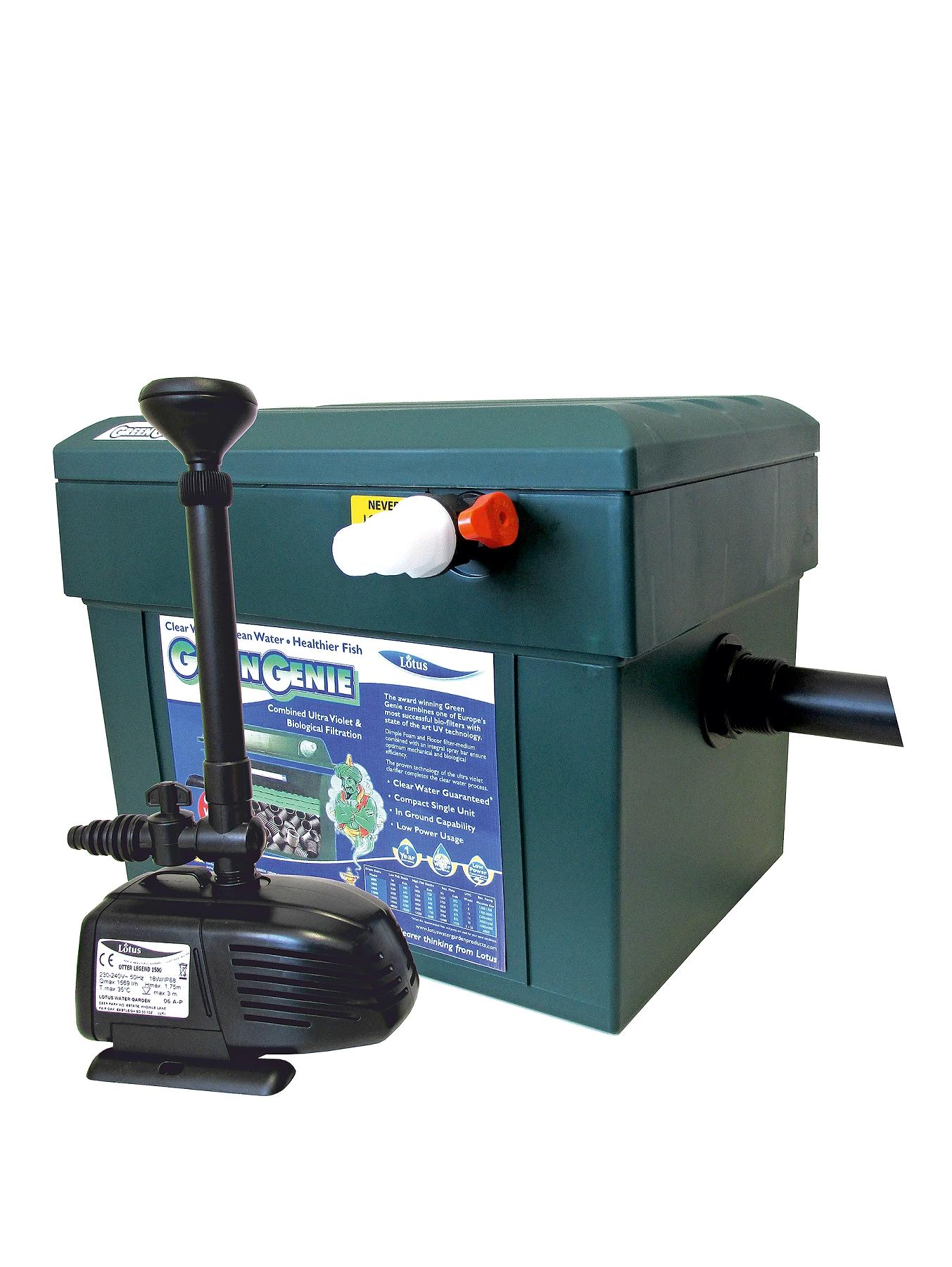 Lotus Green Genie Triple Kit 3000 Including an Otter Legend 2000 Pond Pump Lotus Green Genie Triple Kit 3000 Including an Otter Legend 2000 Pond Pump